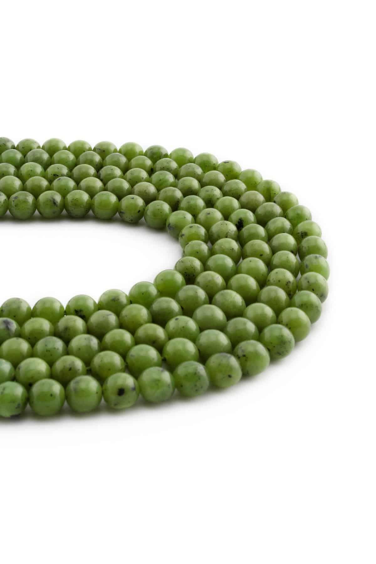 Canada Jade Natural Stone Shiny Globe Cut 6mm String Of Beads