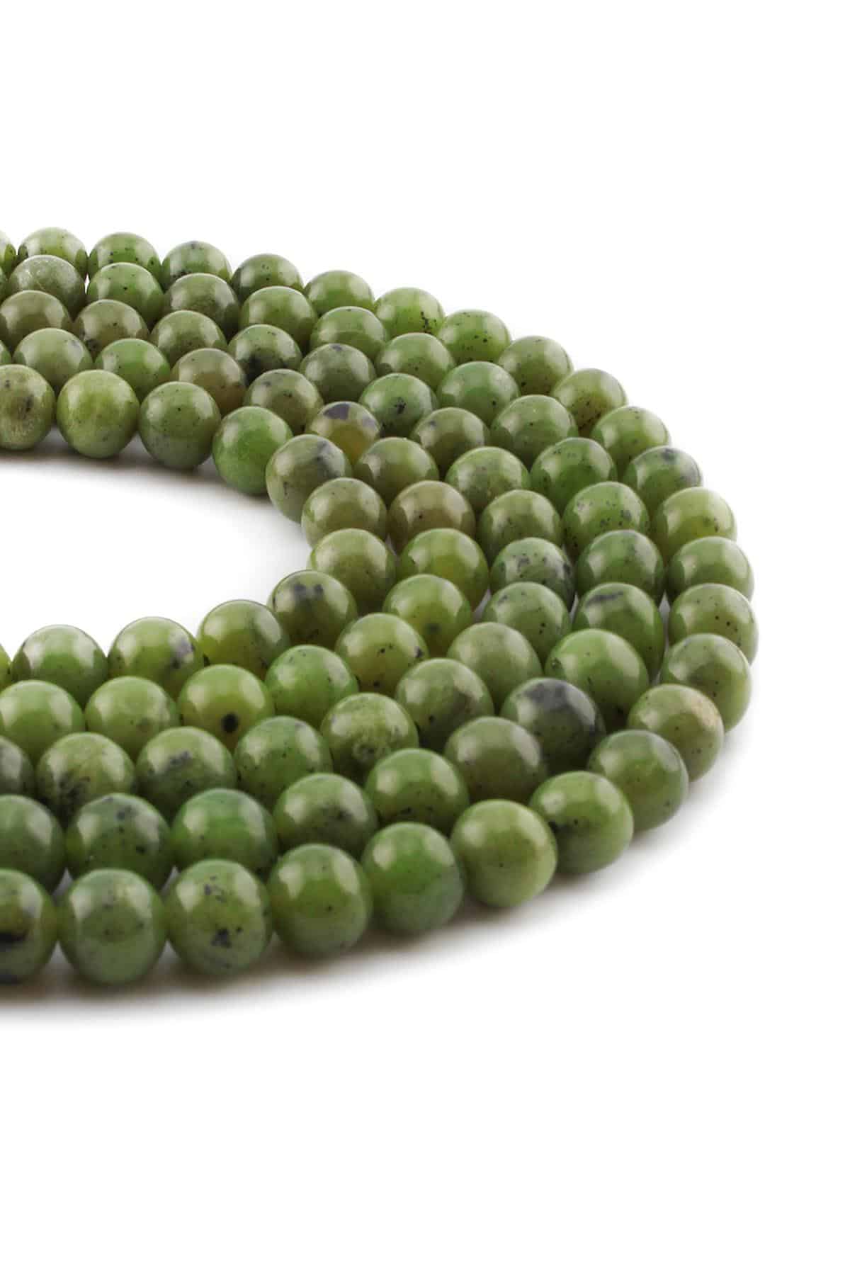 Canada Jade Natural Stone Shiny Globe Cut 7mm String Of Beads