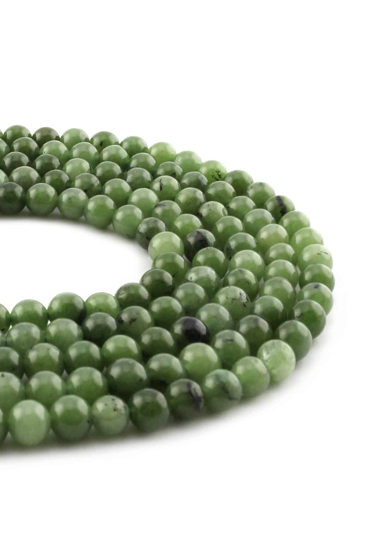 Canada Jade Natural Stone Shiny Globe Cut 6mm String Of Beads Ab