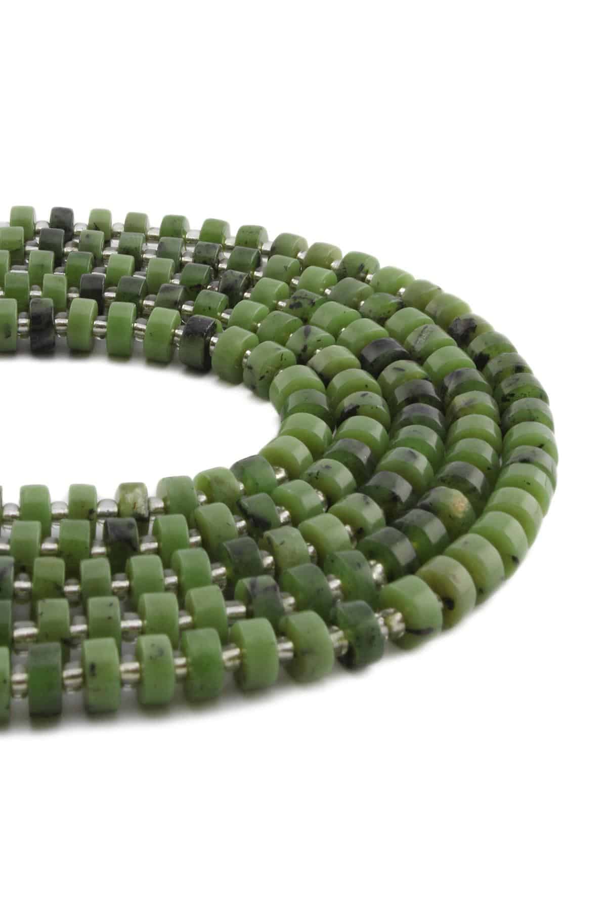 Canada Jade Natural Stone Shiny Washer Cut 6x4mm String Of Beads