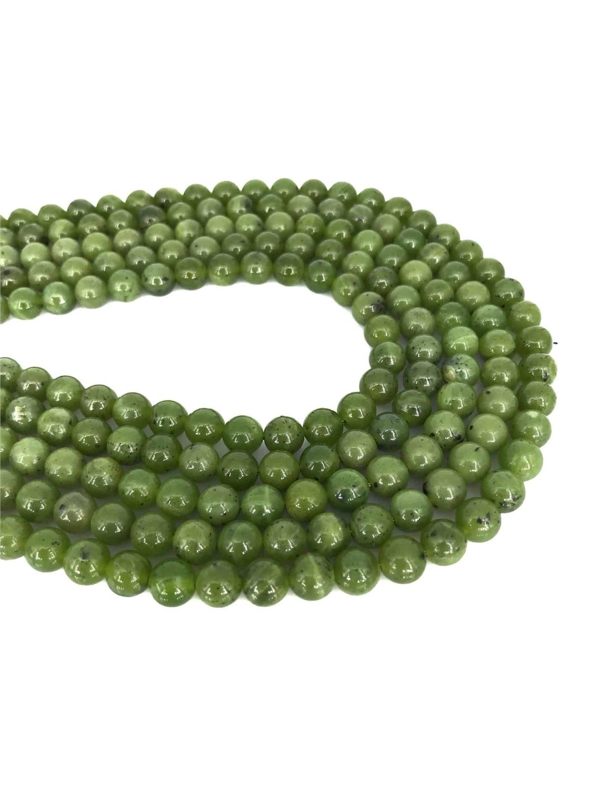 Canada Jade Natural Stone Shiny Globe Cut 8mm String Of Beads