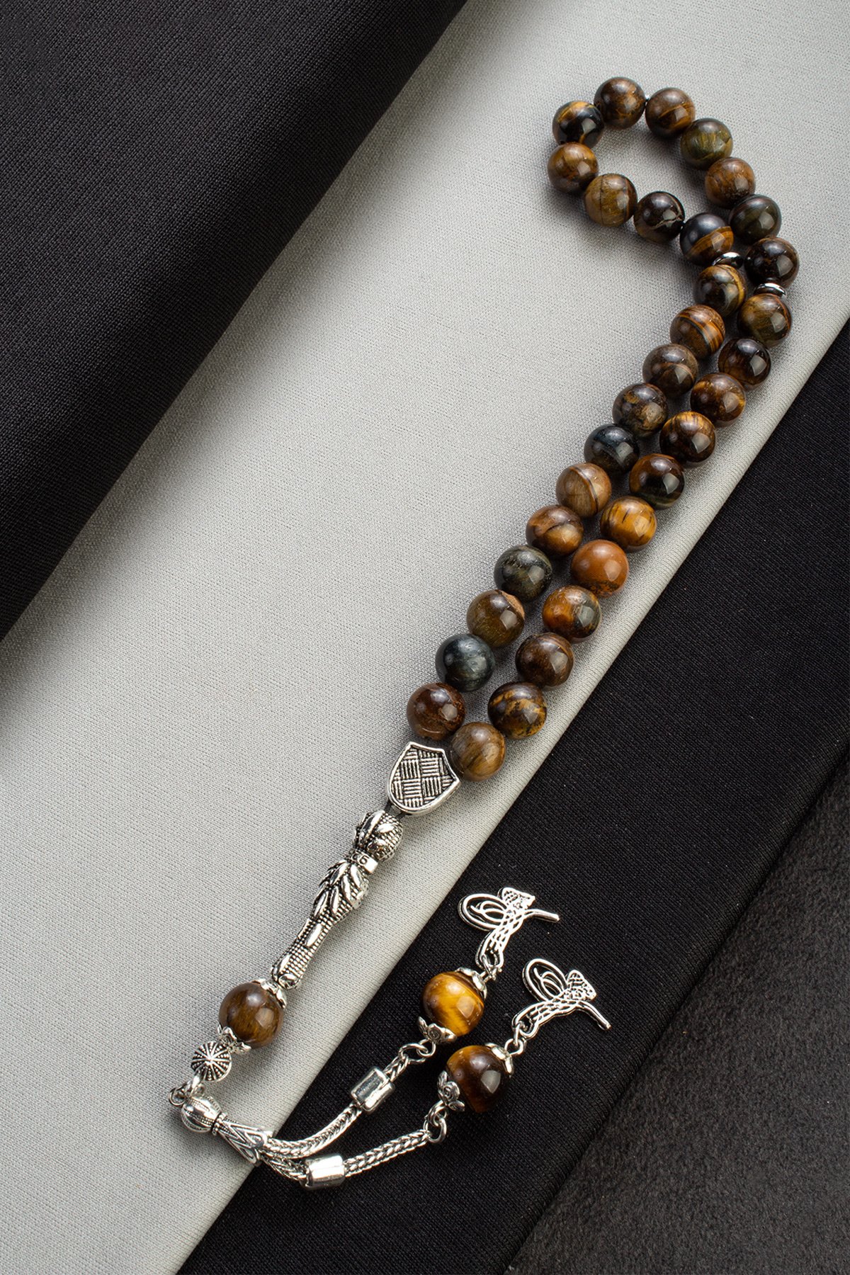 Kaplan Gözü Doğal Taş Küre Kesim 33 lü 10mm Tesbih