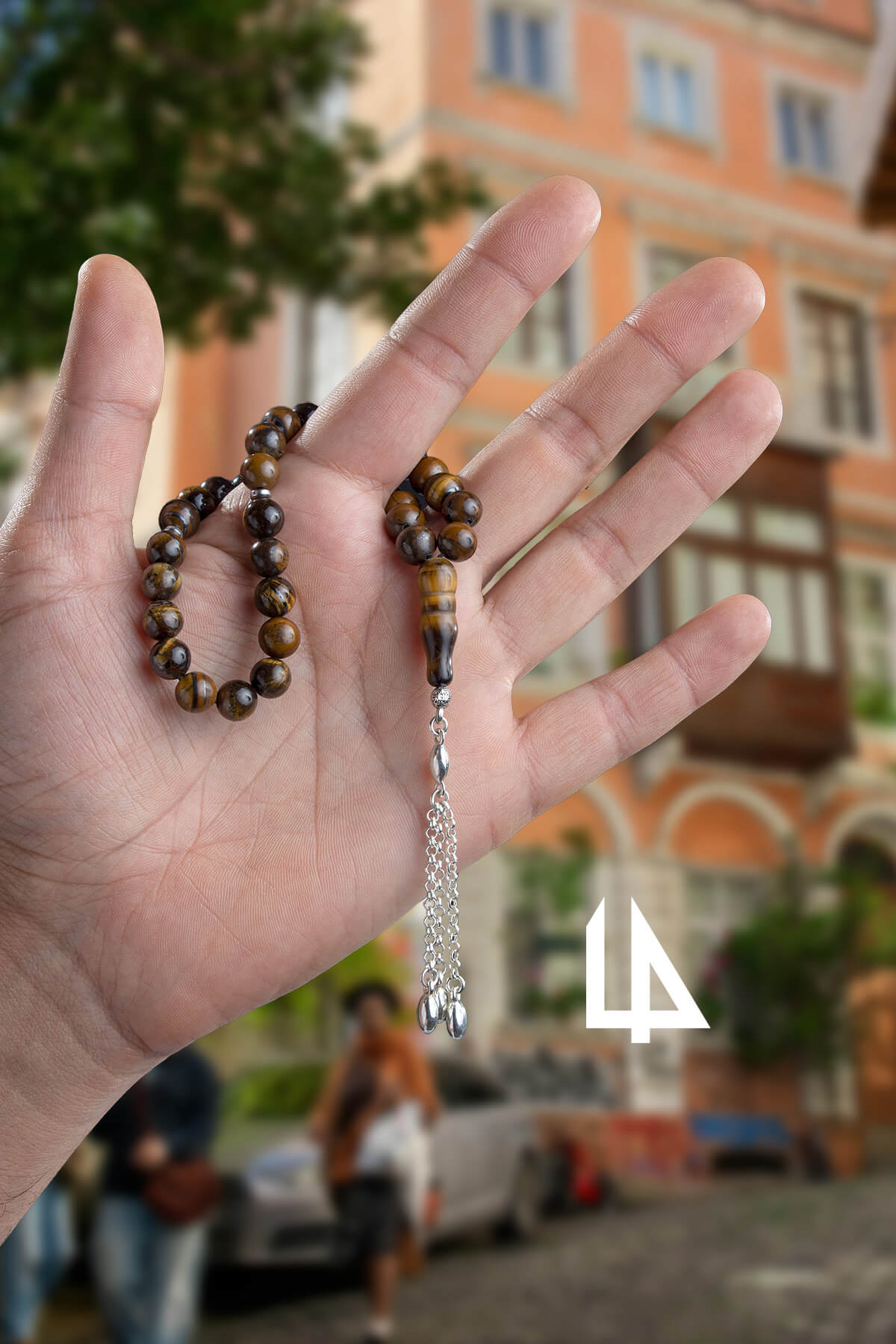 Kaplan Gözü Doğal Taş Küre Kesim 33 lü 8mm Tesbih