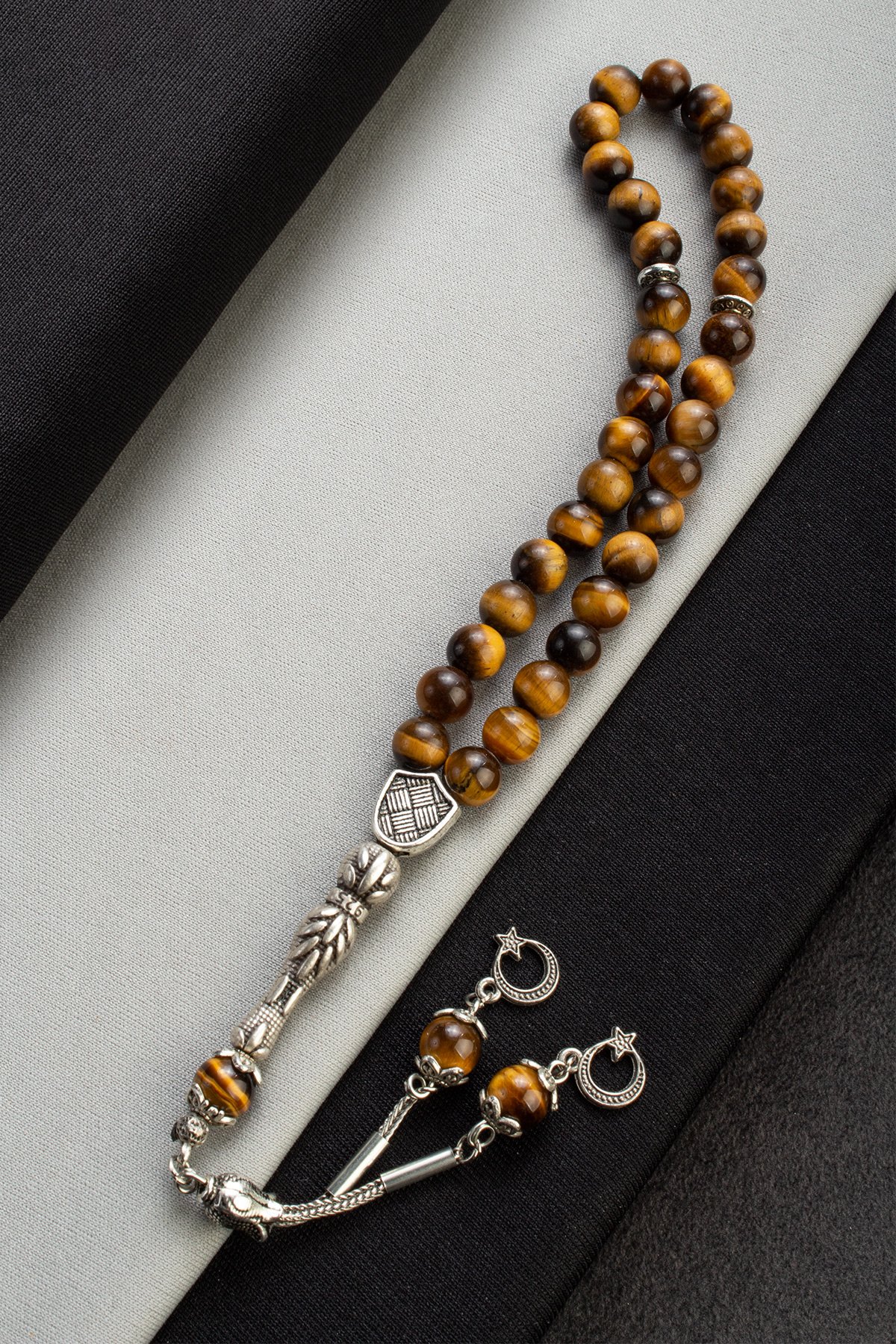 Kaplan Gözü Doğal Taş Küre Kesim 33 lu 8mm Tesbih