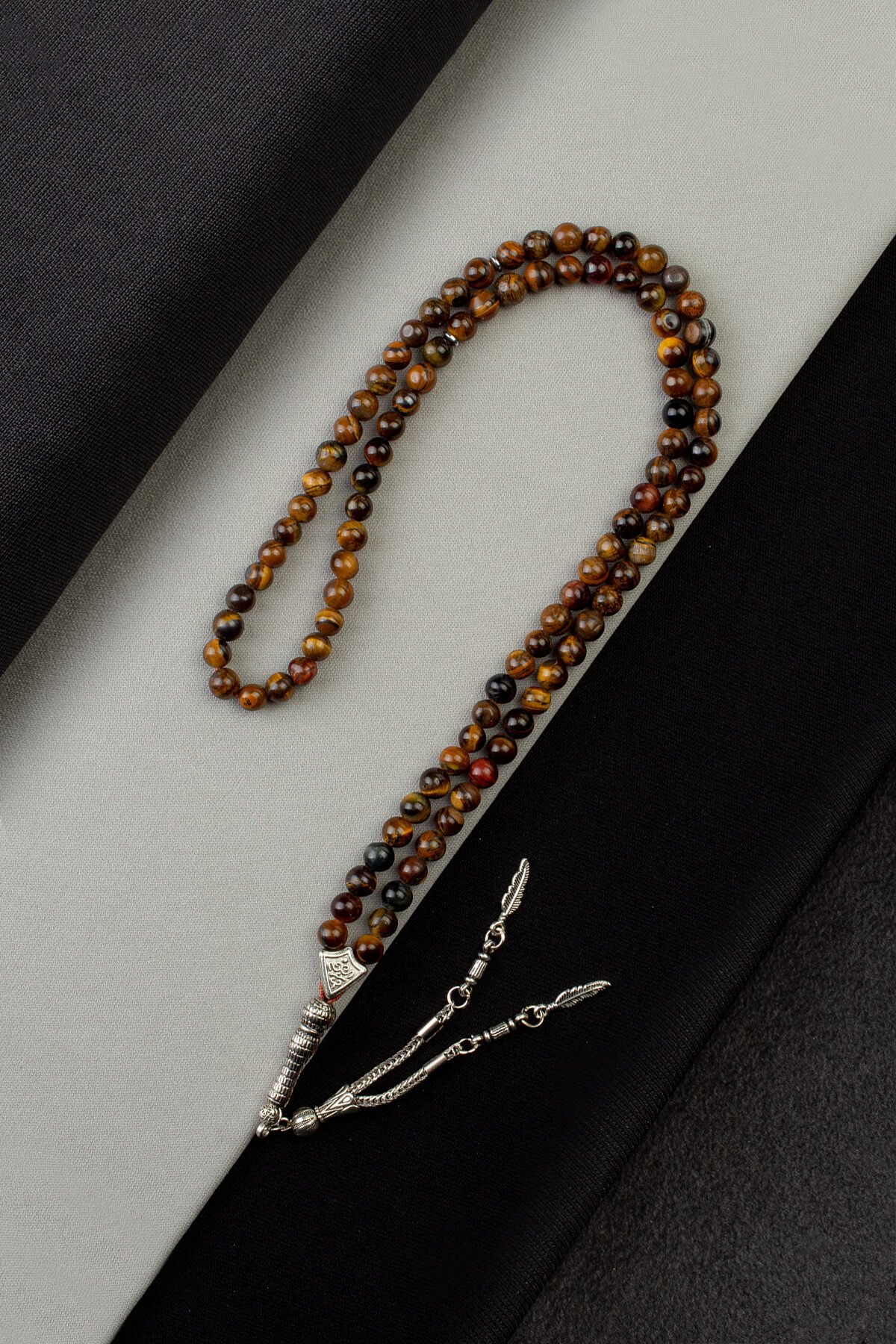 Kaplan Gözü Doğal Taş Küre Kesim Kahverengi 99lu 6mm Tesbih