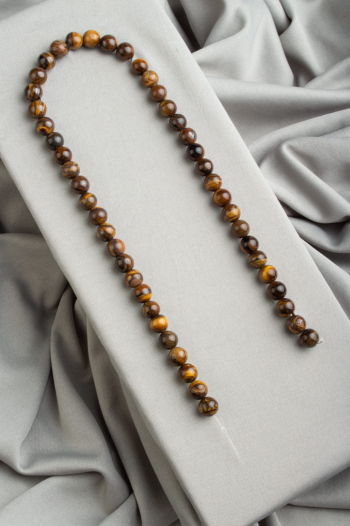 Kaplan Gözü Doğal Taş Parlak Kahverengi Küre Kesim 8mm Dizi [AB]