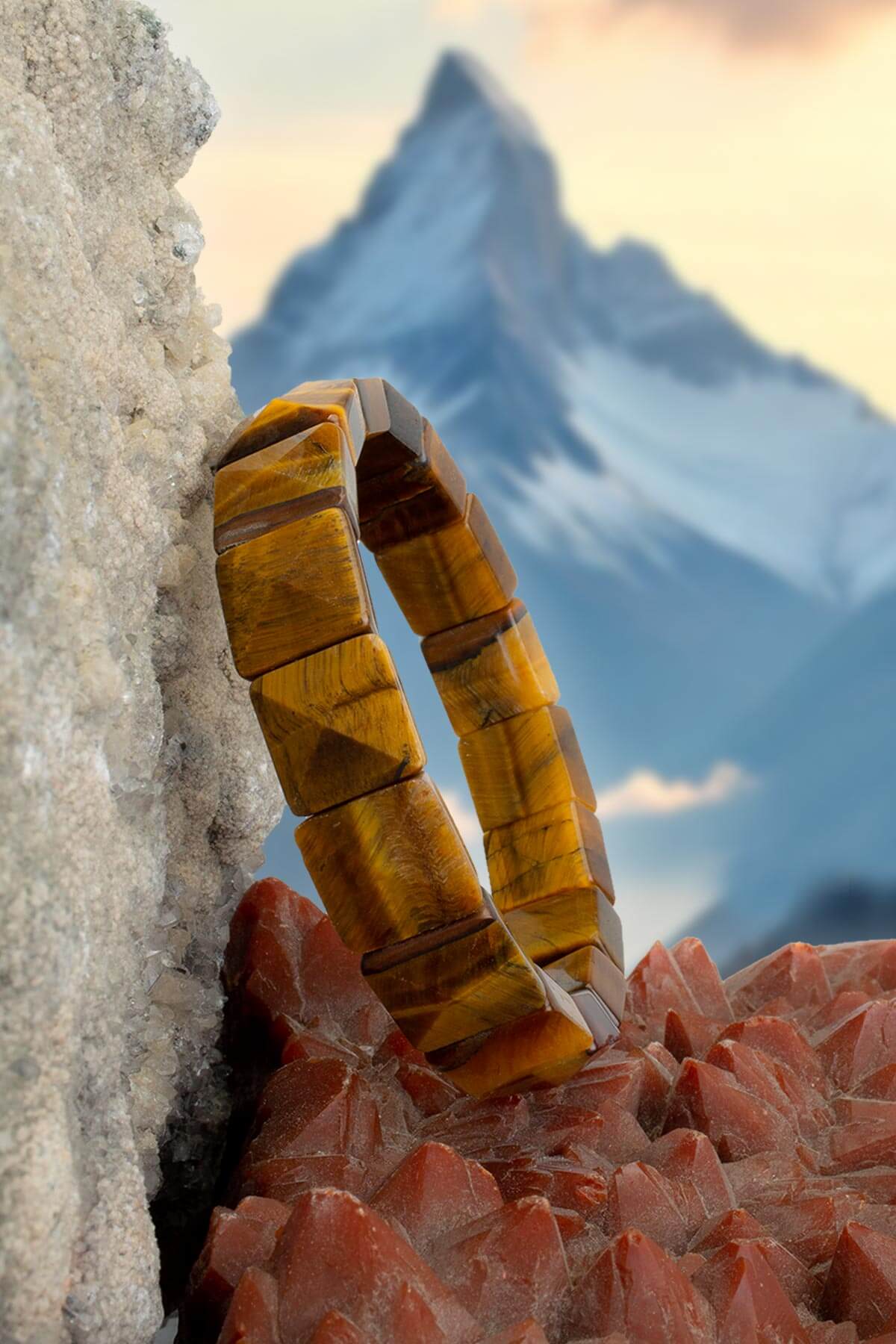 Kaplangözü Doğal Taş Parlak Kare Faset Kesim 12x12mm Bileklik