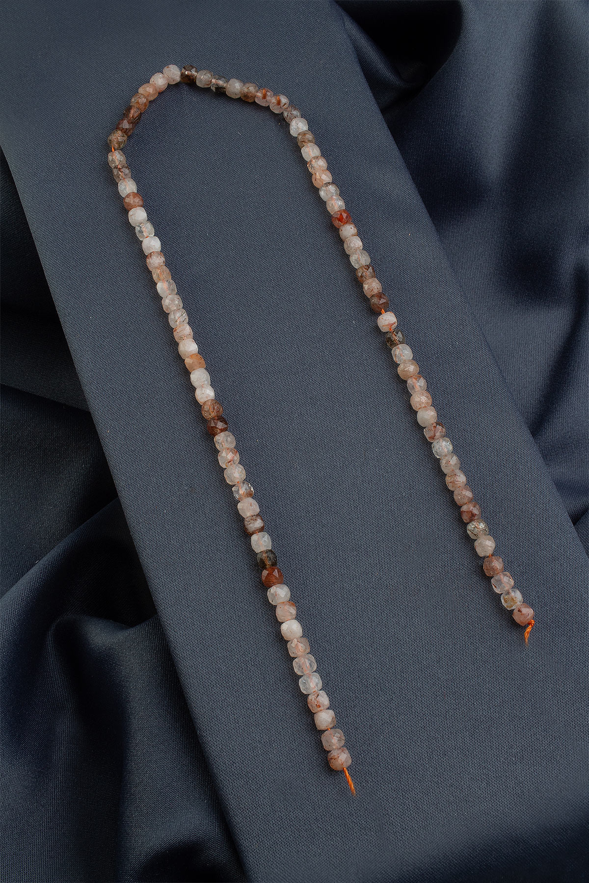 Karışık Kuvars Doğal Taş Faset Küp Kesim 4x4mm Dizi