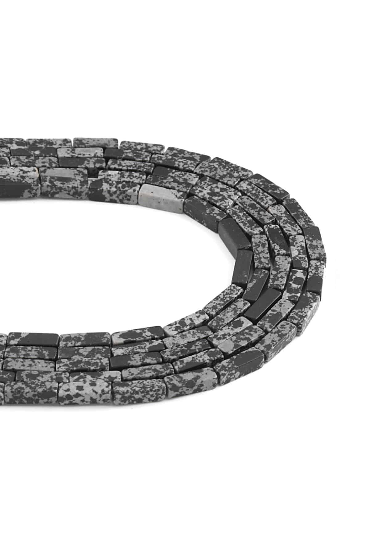 Karlı Obsidian Natural Stone Rectangular Cut 4x13mm String Of Beads
