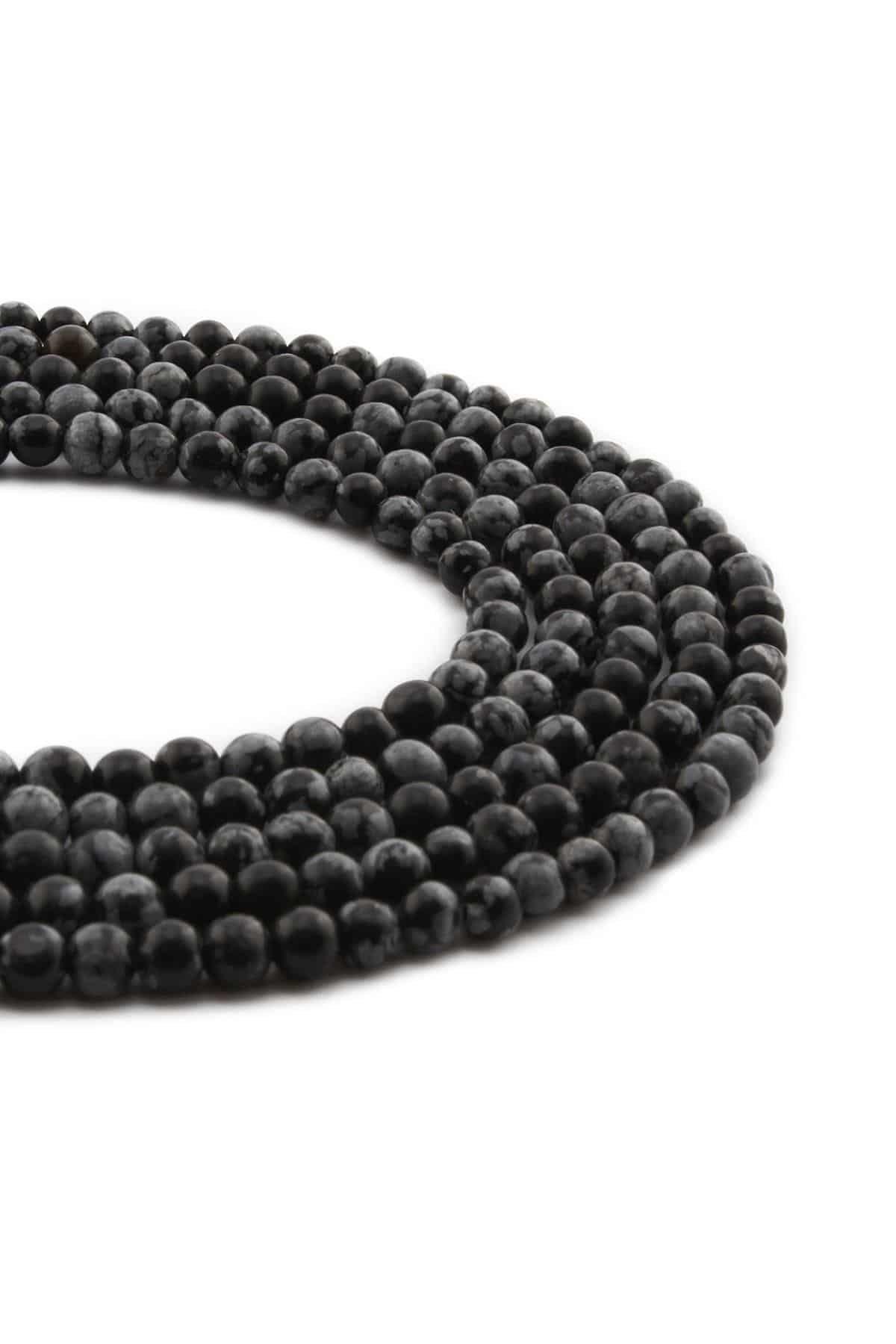 Karlı Obsidian Natural Stone Shiny Globe Cut 4mm String Of Beads