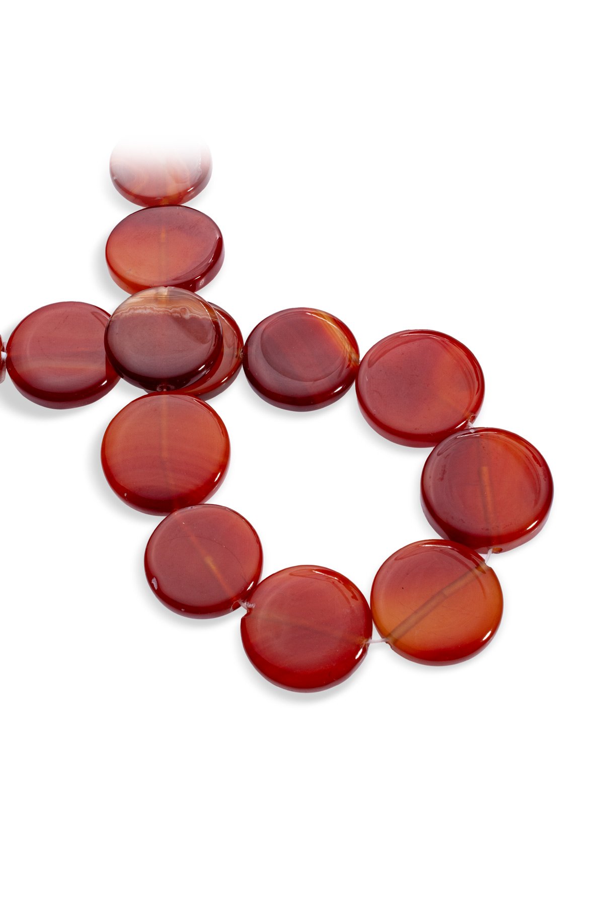 Karnelyan Akik Doğal Taş Kahverengi Yassı Daire Kesim 25mm Dizi