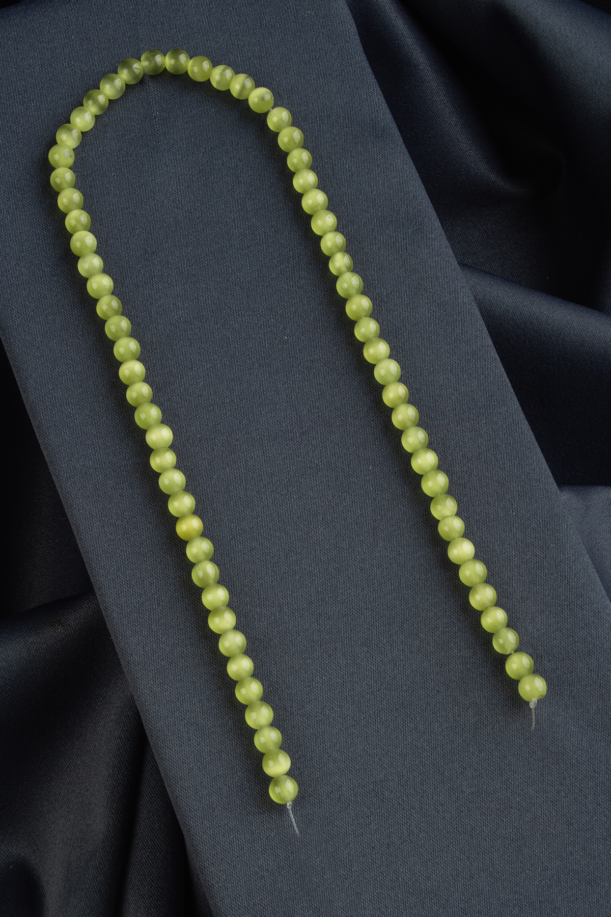 Kedi Gözü Doğal Taş Parlak Açık Yeşil Küre Kesim 6mm Dizi [B+]