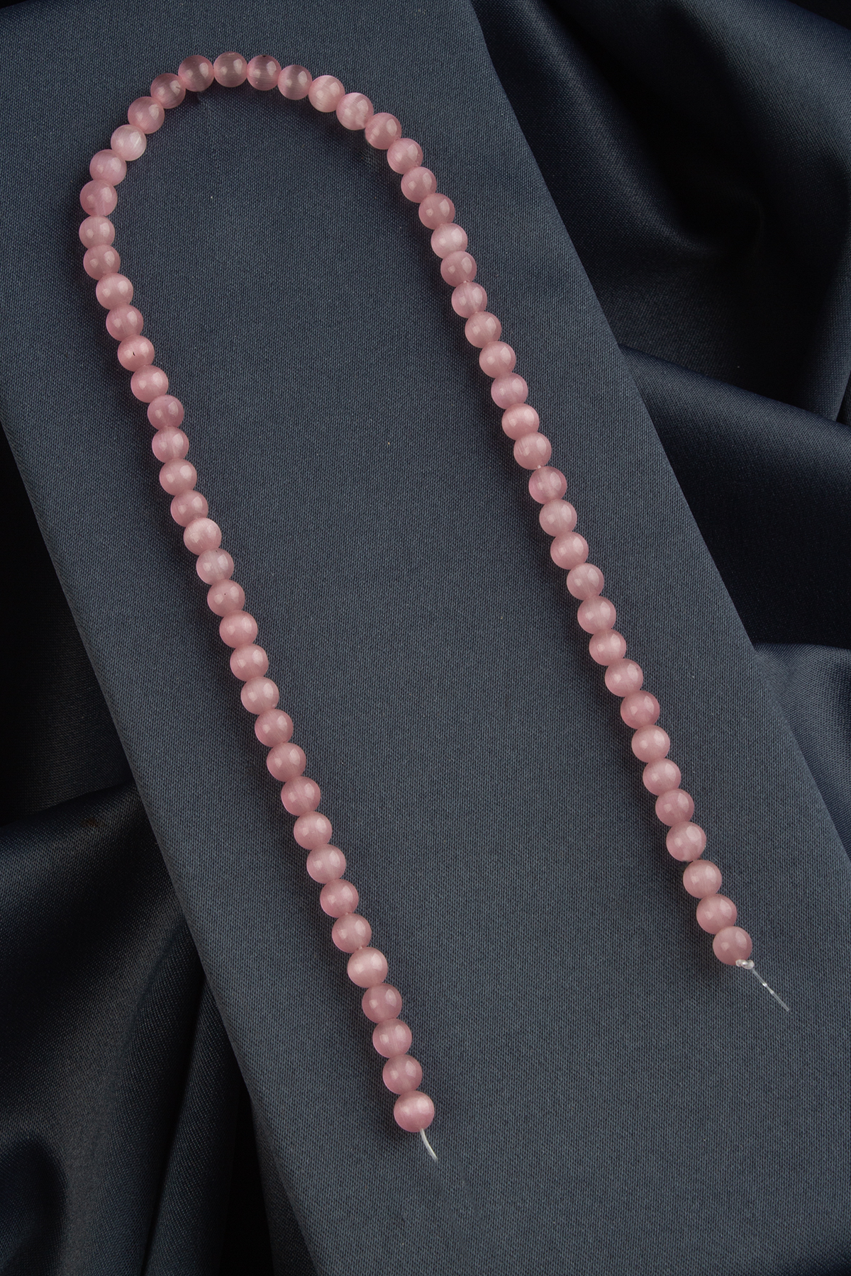 Kedi Gözü Doğal Taş Parlak Pembe Küre Kesim 6mm Dizi [B+]