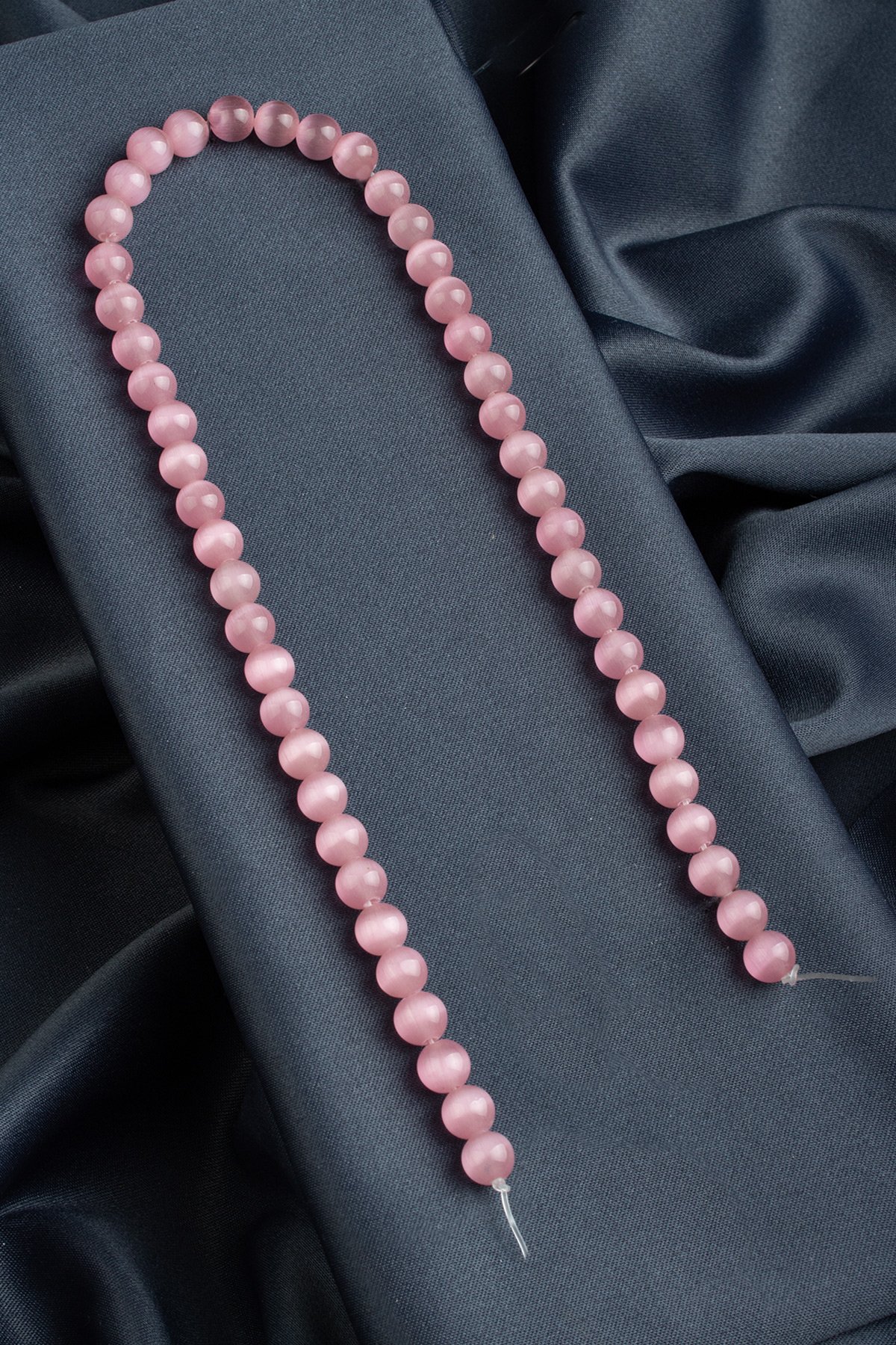 Kedi Gözü Doğal Taş Parlak Pembe Küre Kesim 8mm Dizi [B+]