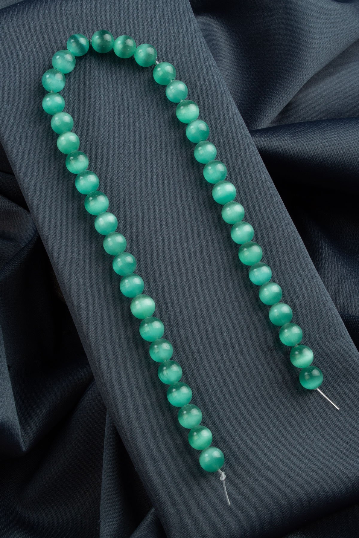 Kedi Gözü Doğal Taş Parlak Su Yeşili 10mm Dizi