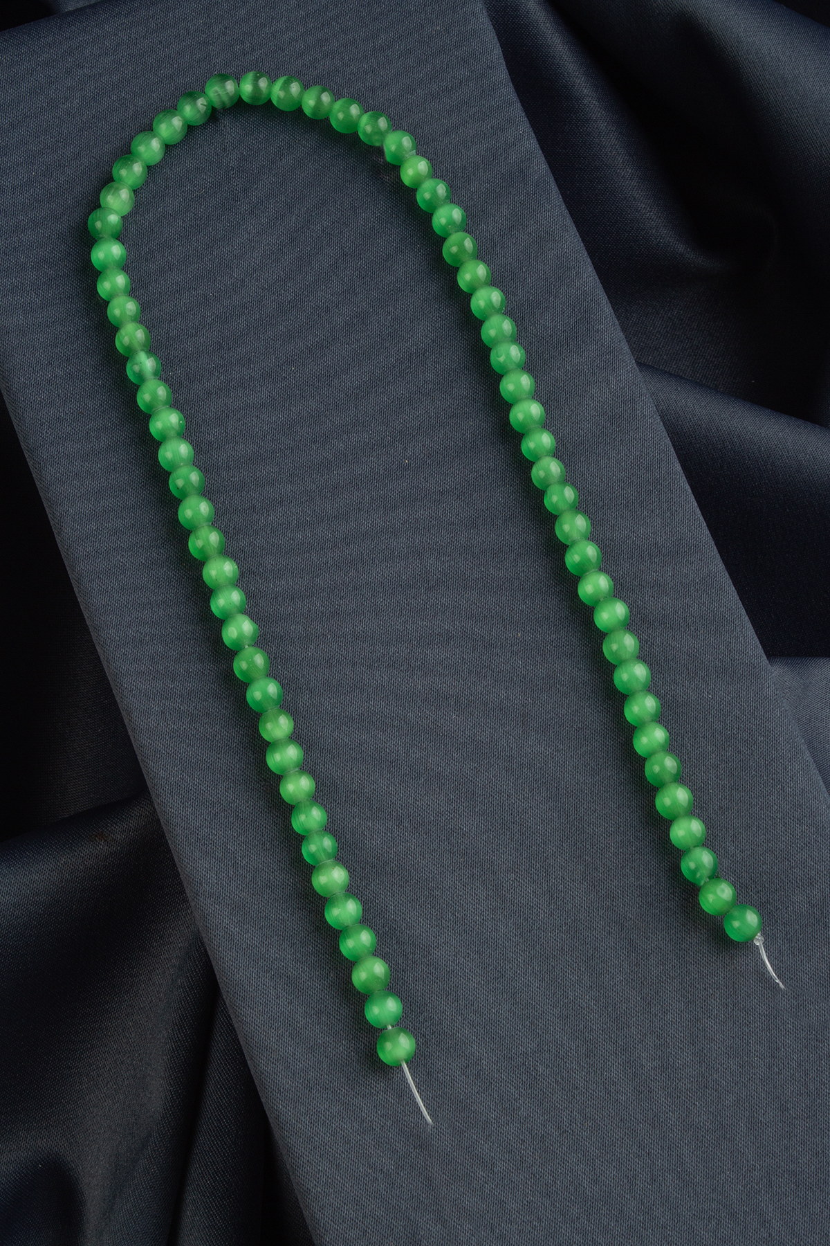 Kedi Gözü Doğal Taş Parlak Yeşil Küre Kesim 6mm Dizi [AB+]