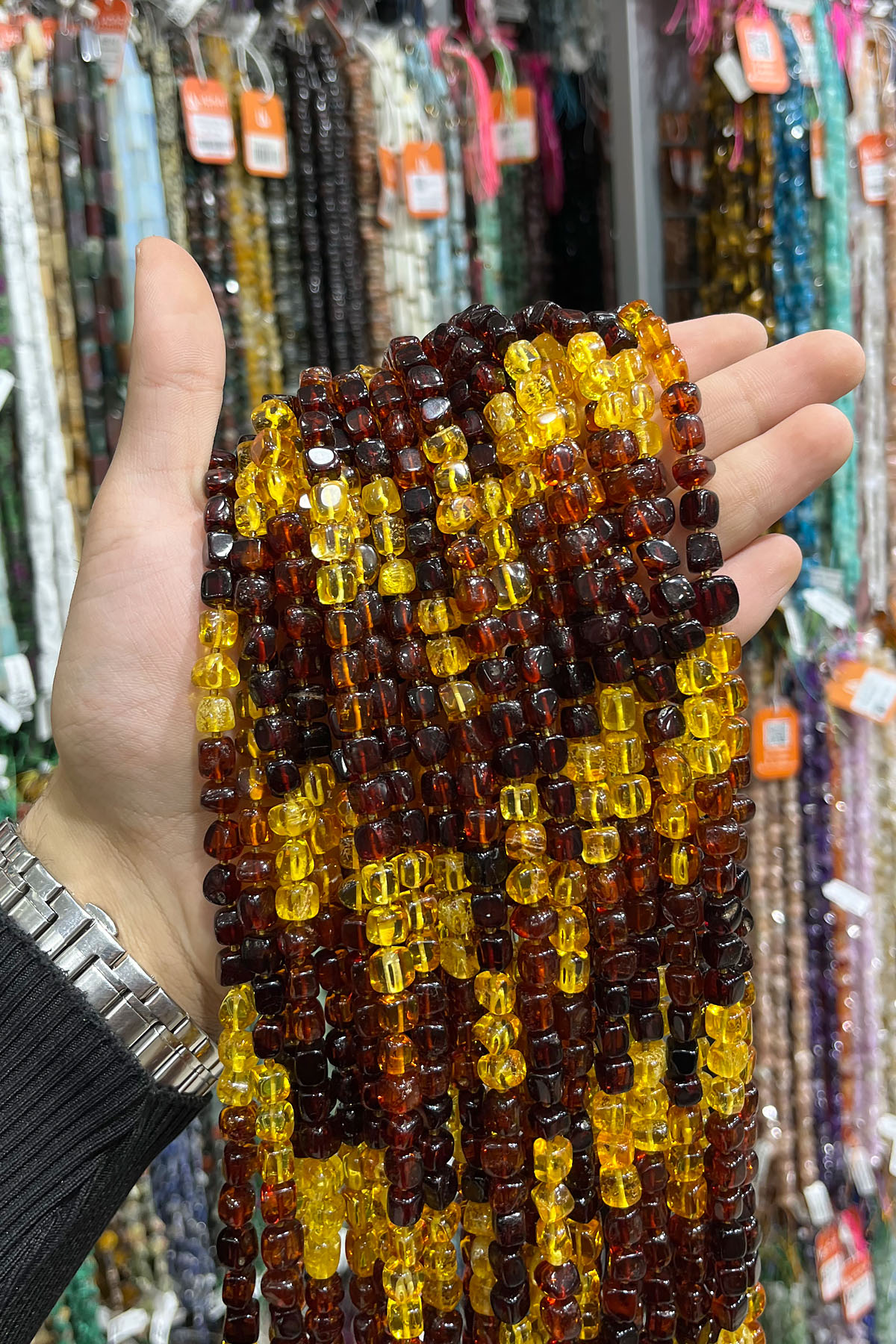 Kehribar Taşı Küp Kesim 7mm  Dizi