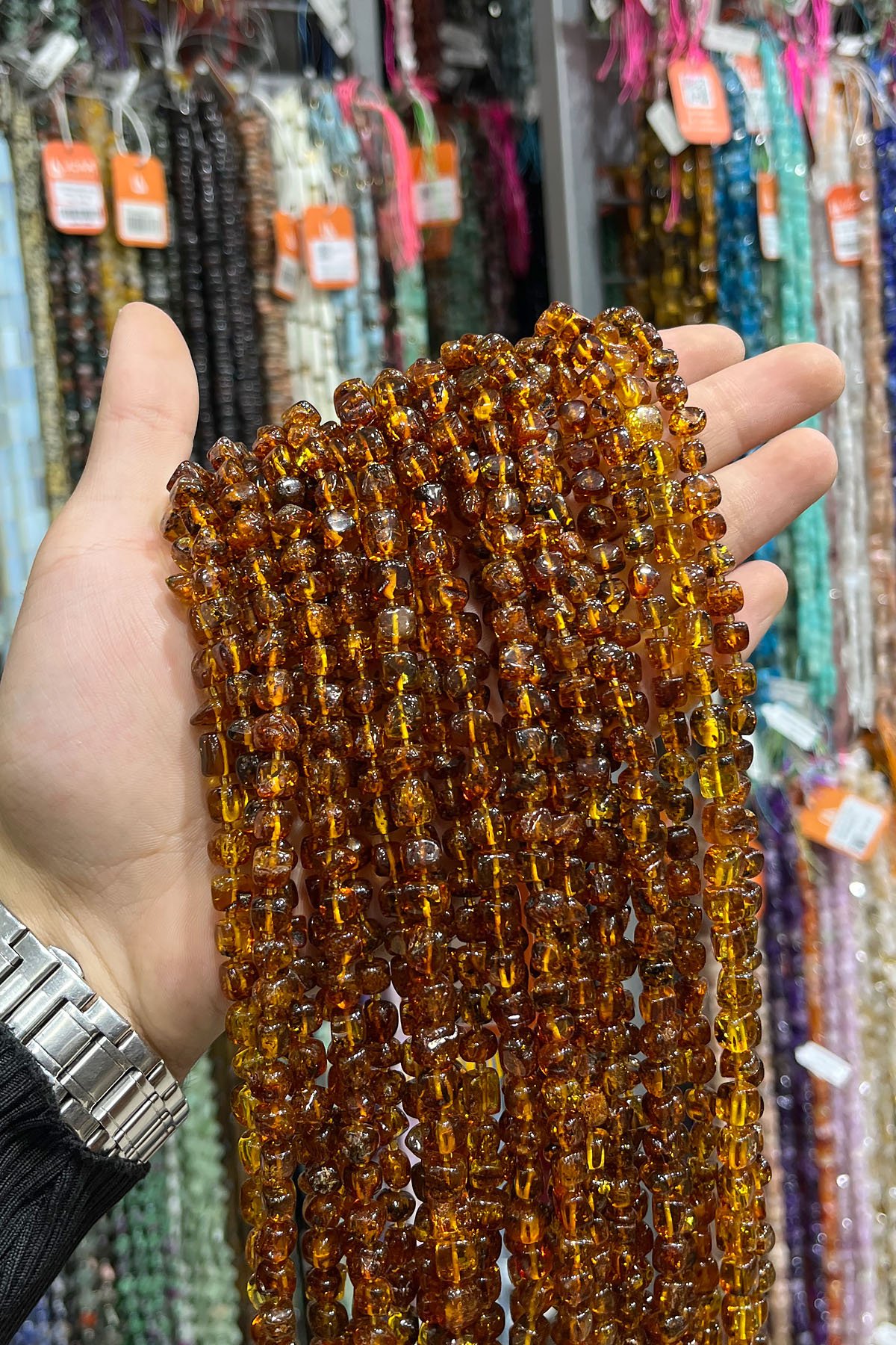 Kehribar Taşı Tımbıl Kesim 5x7mm  Dizi