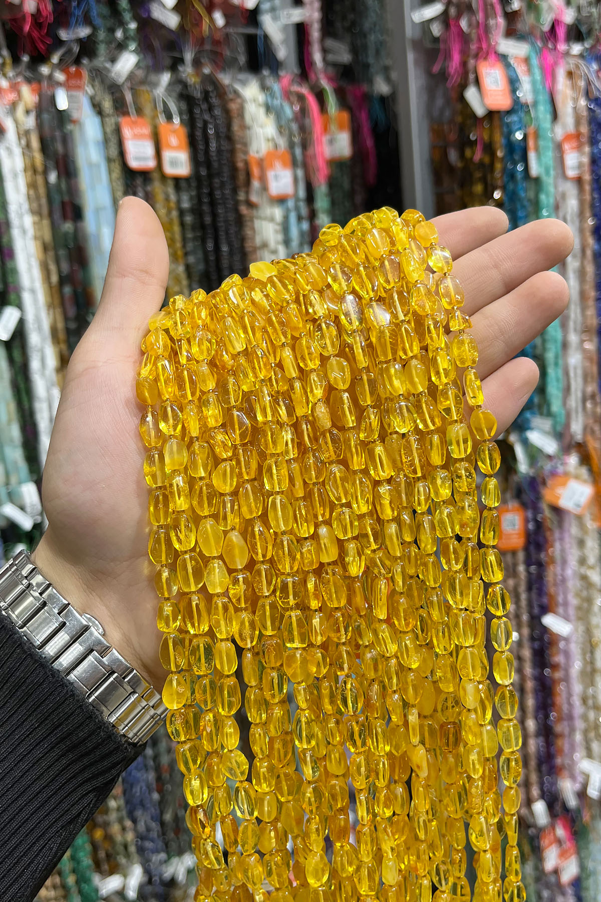 Kehribar Taşı Tımbıl Kesim 7x11mm  Dizi