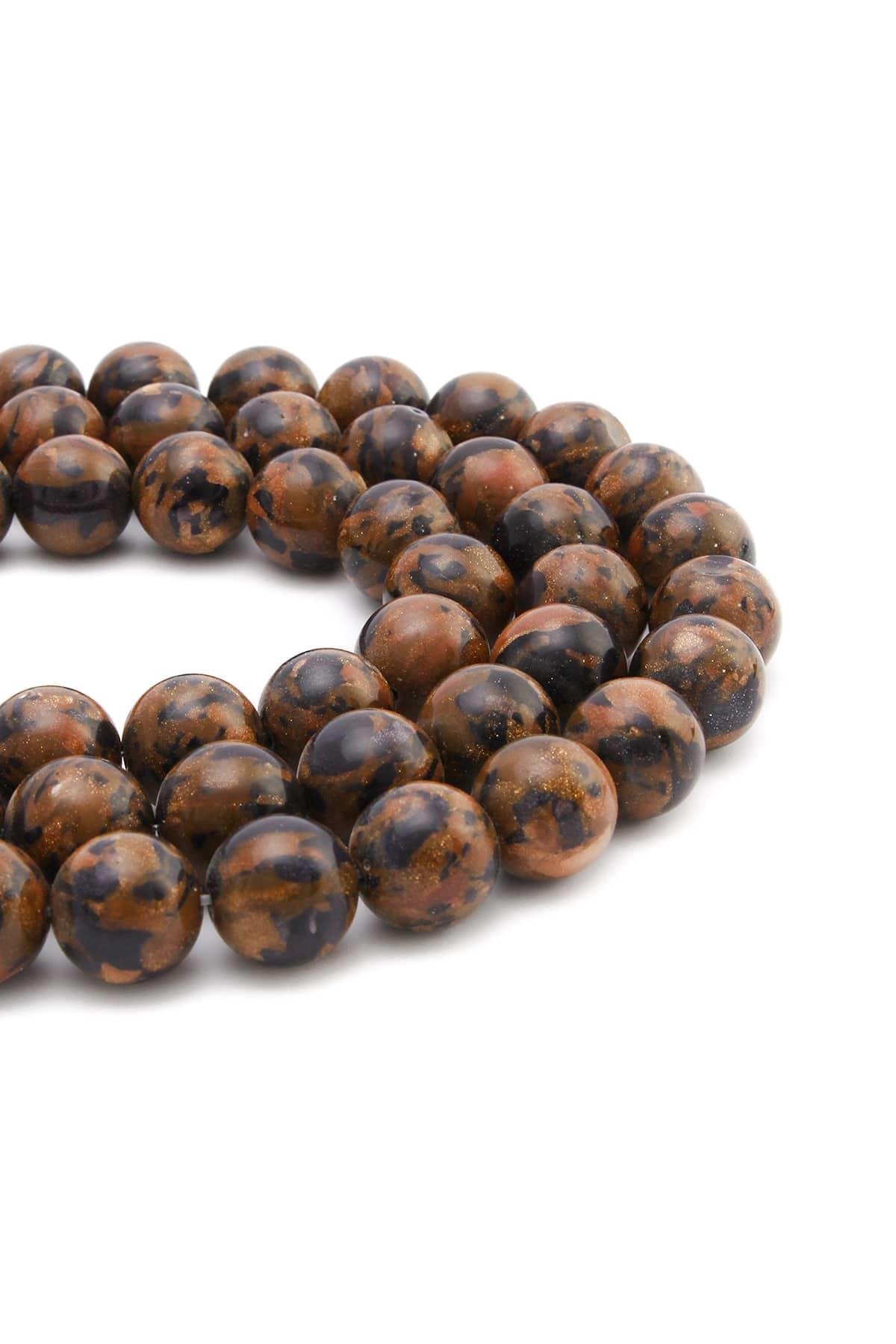 Kırmızı Obsidyen Doğal Taş Küre Kesim 14mm Dizi