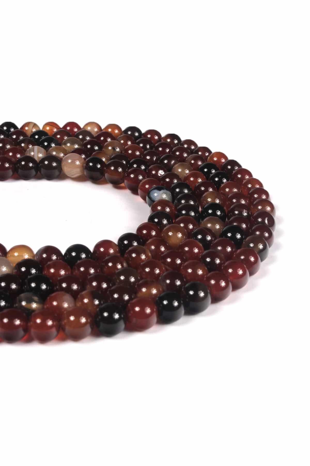 Kızıl Akik Taşı Parlak Küre Kesim 6mm Dizi [AA]