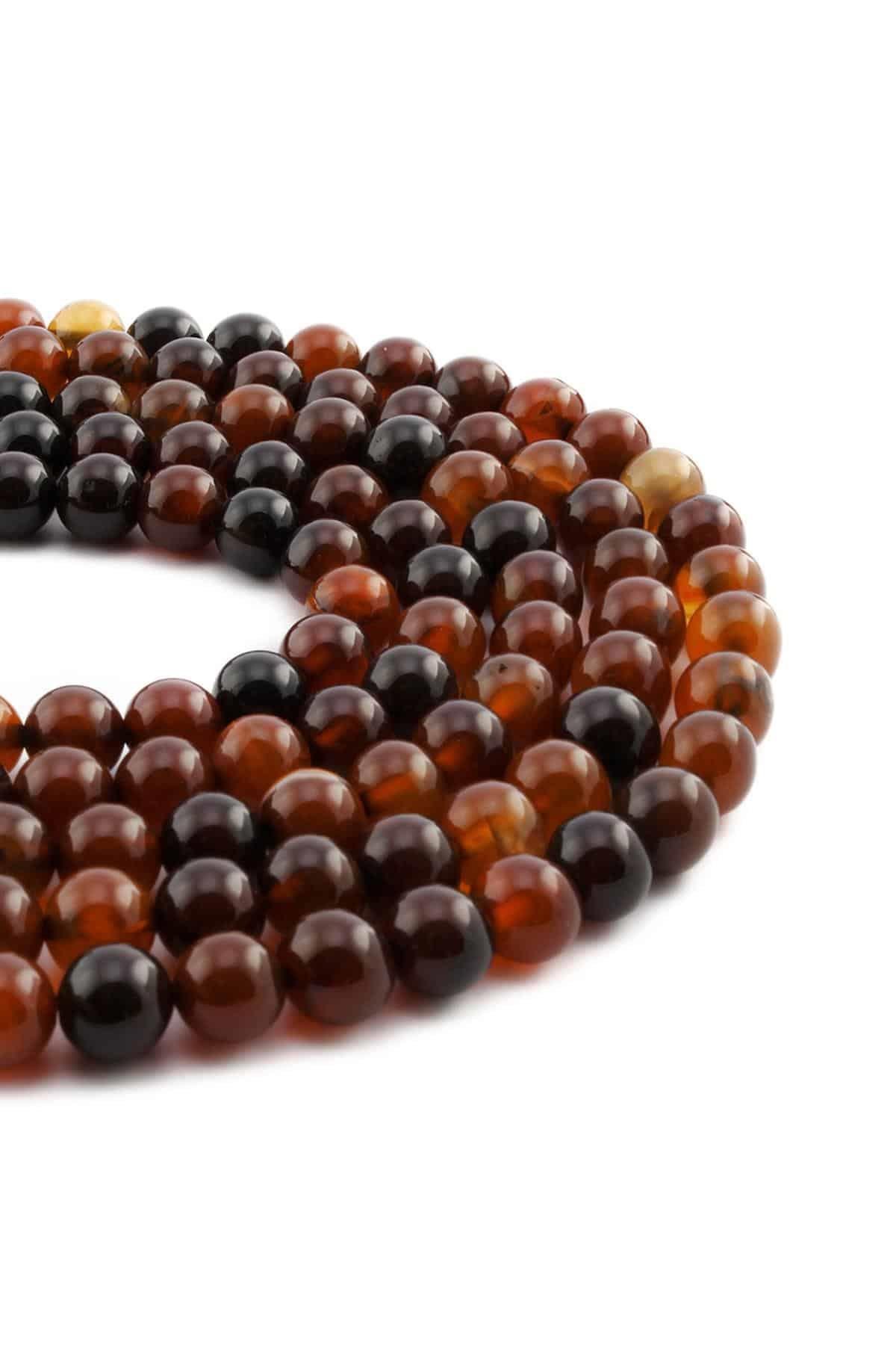 Kızıl Akik Taşı Parlak Küre Kesim 8mm Dizi [AA]