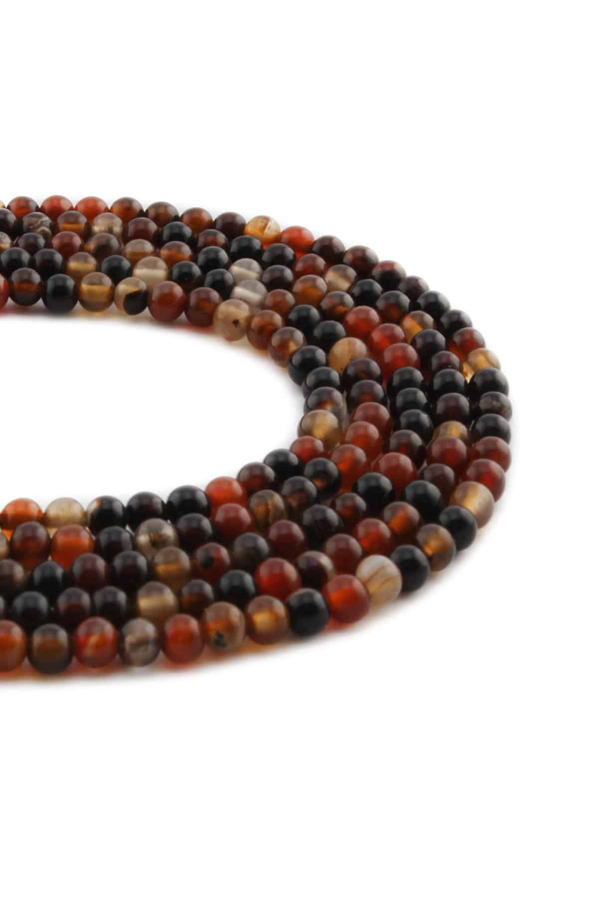 Kızıl Akik Doğal Taş Parlak Küre Kesim 4mm Dizi [AA]