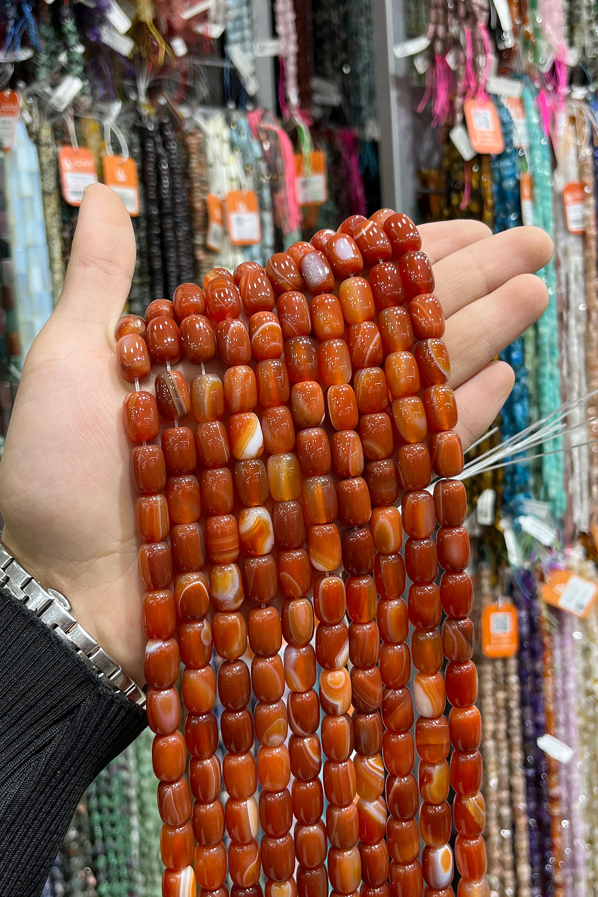 Kızıl Akik Doğal Taş Silindir Kesim 10x14mm Dizi