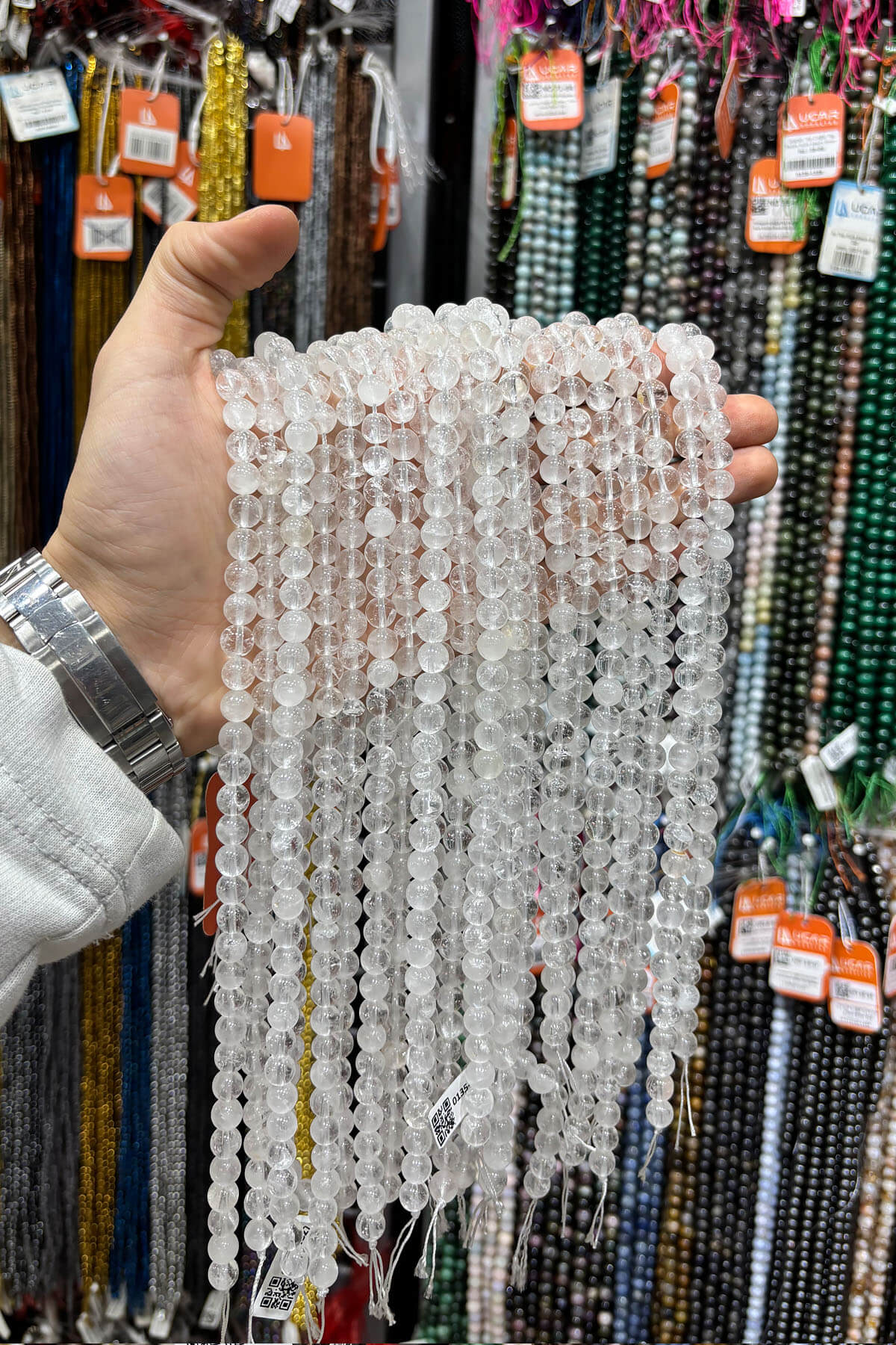 Kristal Kuvars Doğal Taş Parlak Şeffaf Küre Kesim 8mm Dizi [AA]