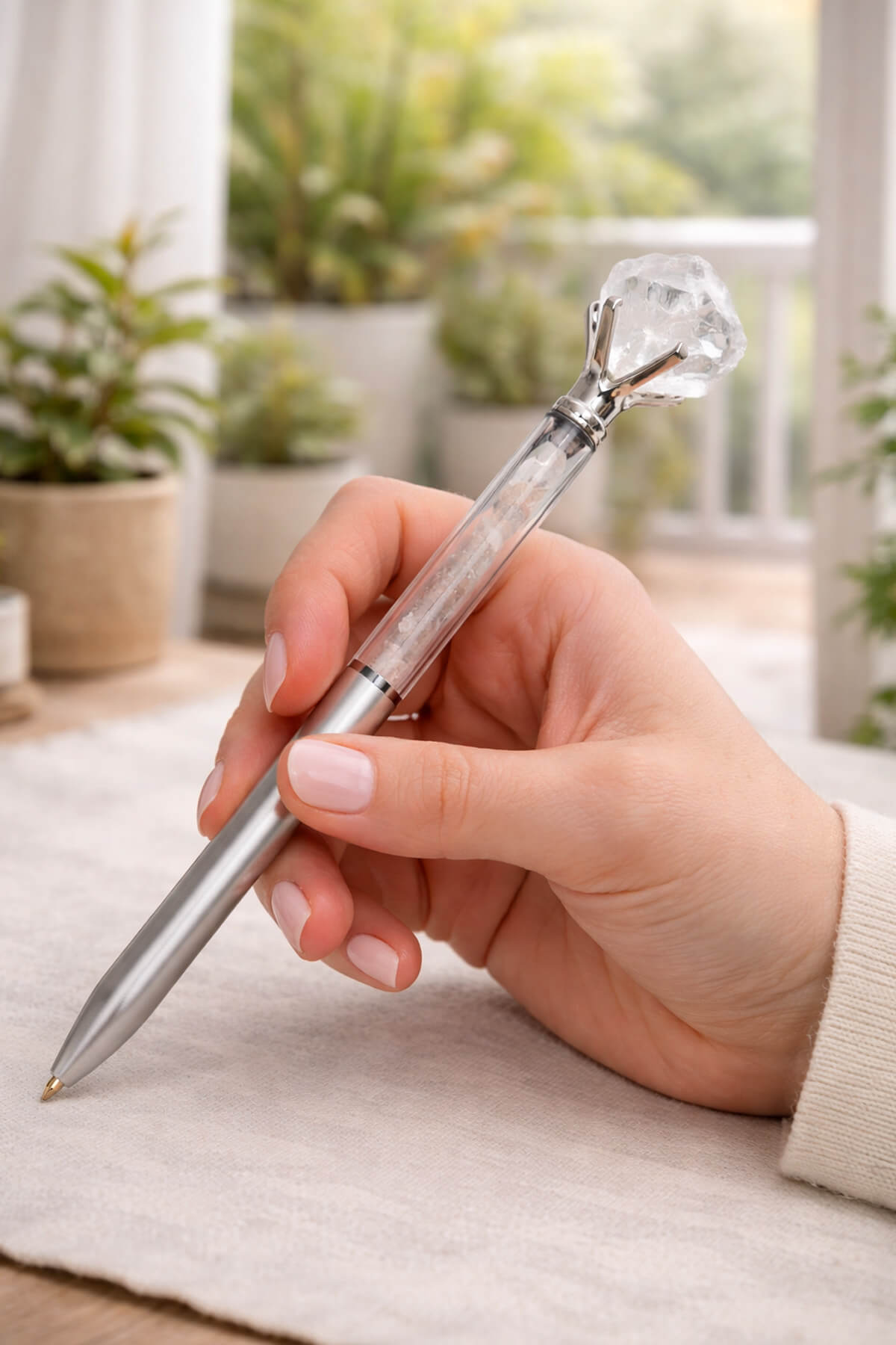 Kristal Kuvars Taşı Ham Kütle Doğal Taş Tükenmez Kalem