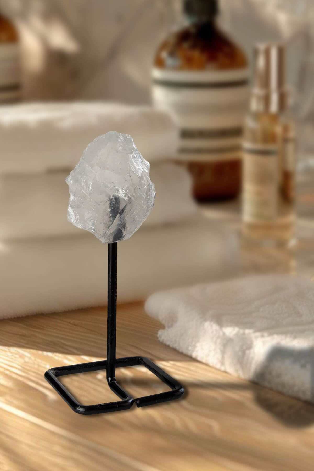 Kristal Kuvars Taşı Ham Kütle Standlı Dekoratif Doğal Taş