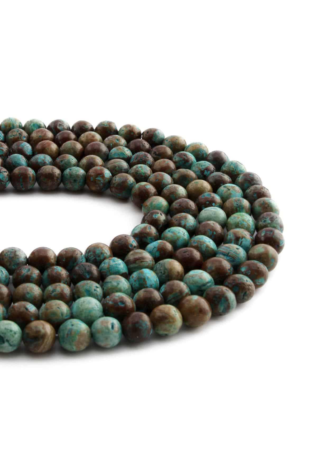 Krizokol Doğal Taş Parlak Küre Kesim 6mm Dizi [AA]