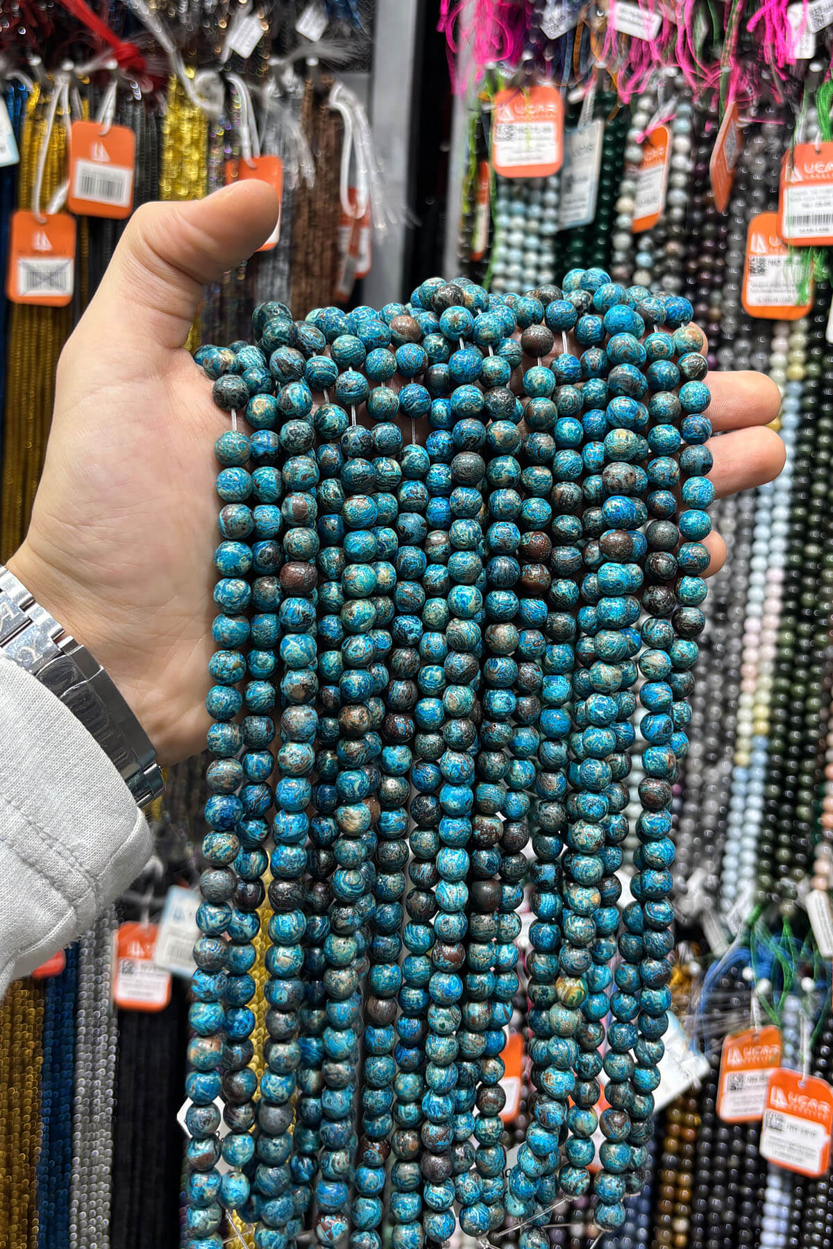 Krizokol Taşı Parlak Küre Kesim 8mm Dizi