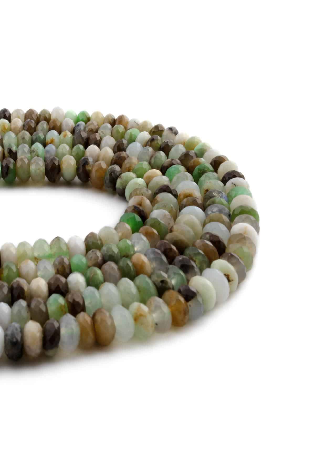 Krizopras Doğal Taş Parlak Rondela Kristal Kesim 7x4mm Dizi [AA]
