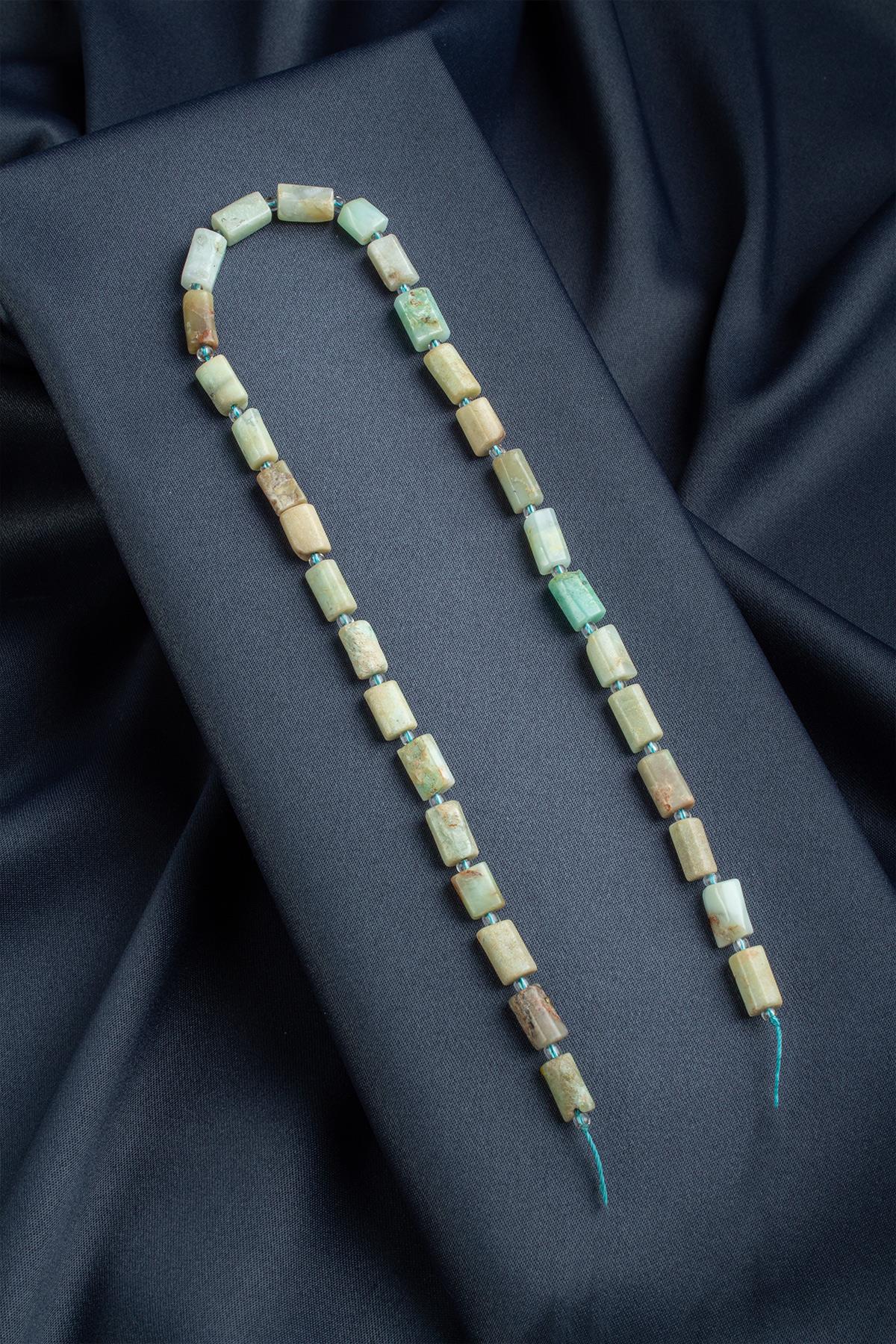 Krizopras Doğal Taş Silindir Kesim 7x12mm Dizi