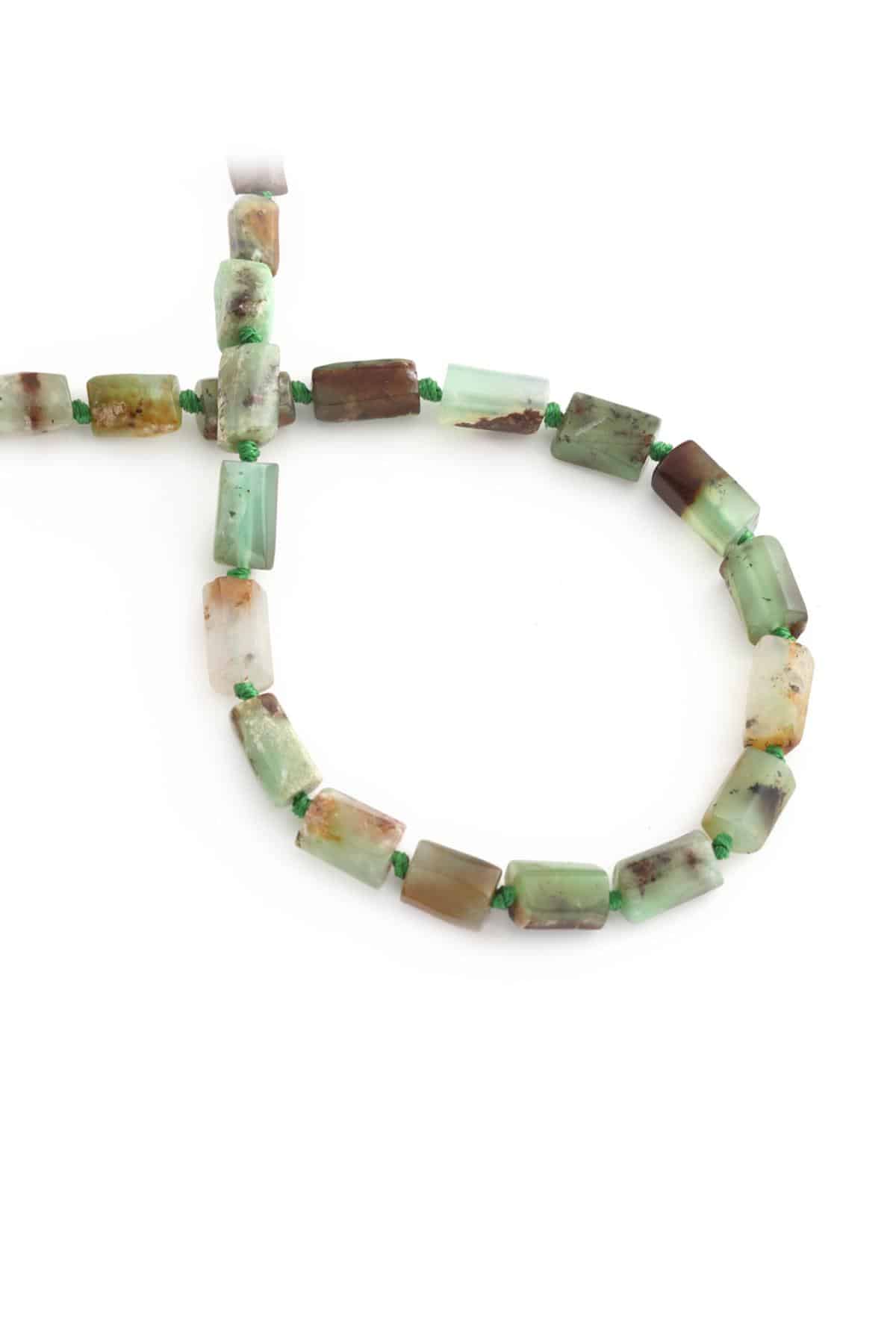 Krizopras Doğal Taş Silindir Kesim 8x12mm Dizi AB