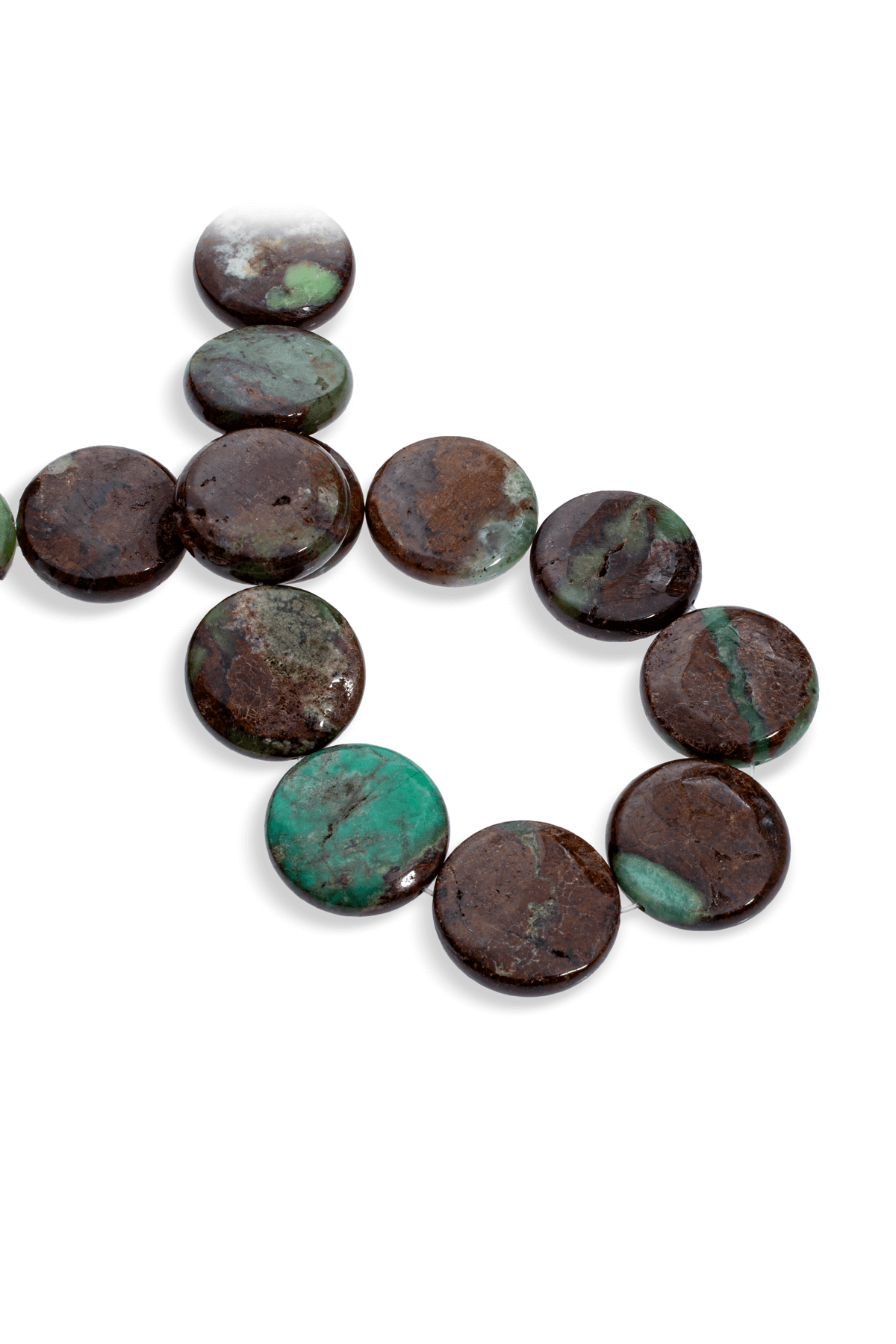 Krizopras Doğal Taş Yassı Daire Kesim 30x8mm Dizi