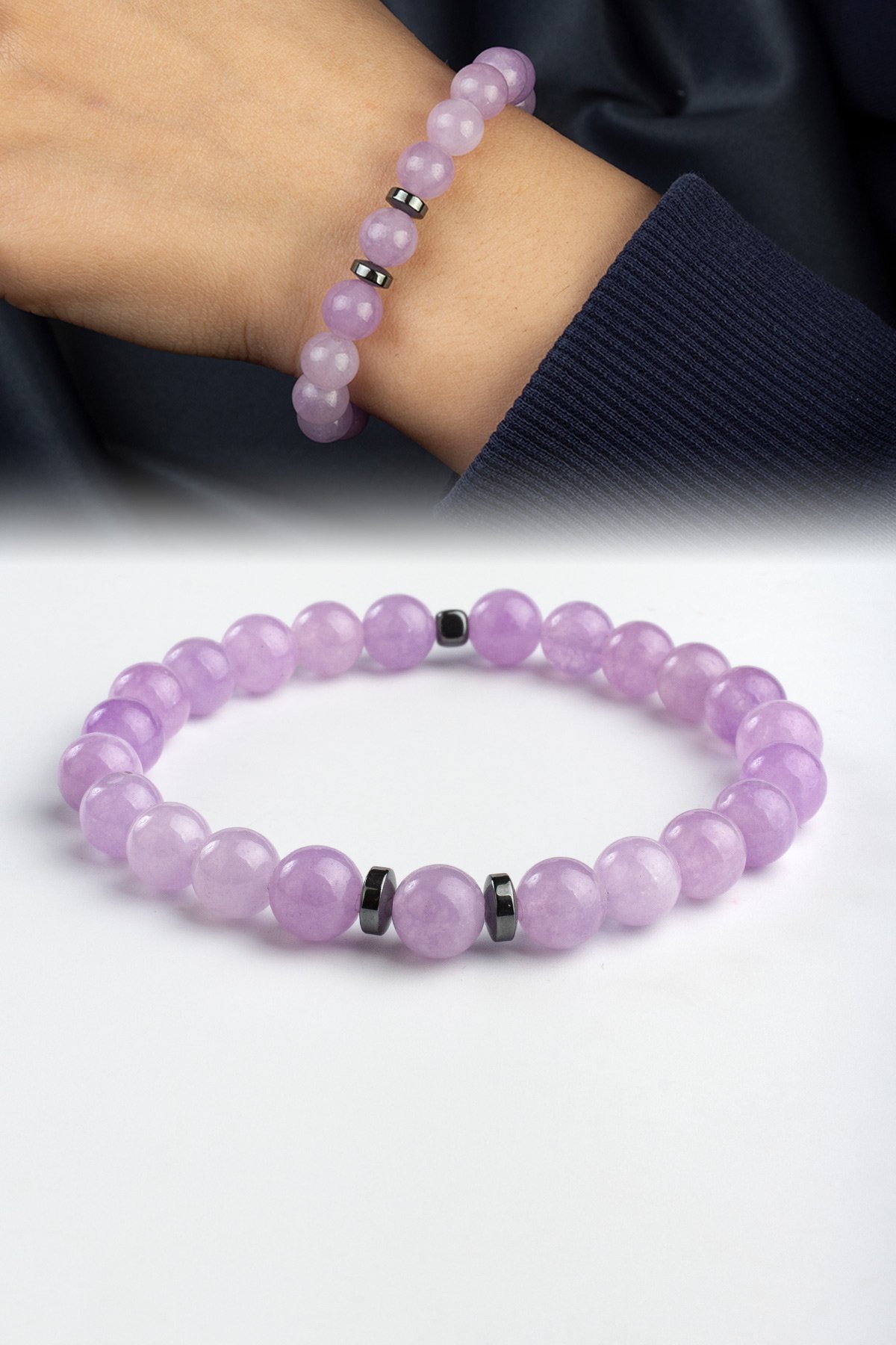 Kunzit Doğal Taş Küre Kesim 8mm Bileklik