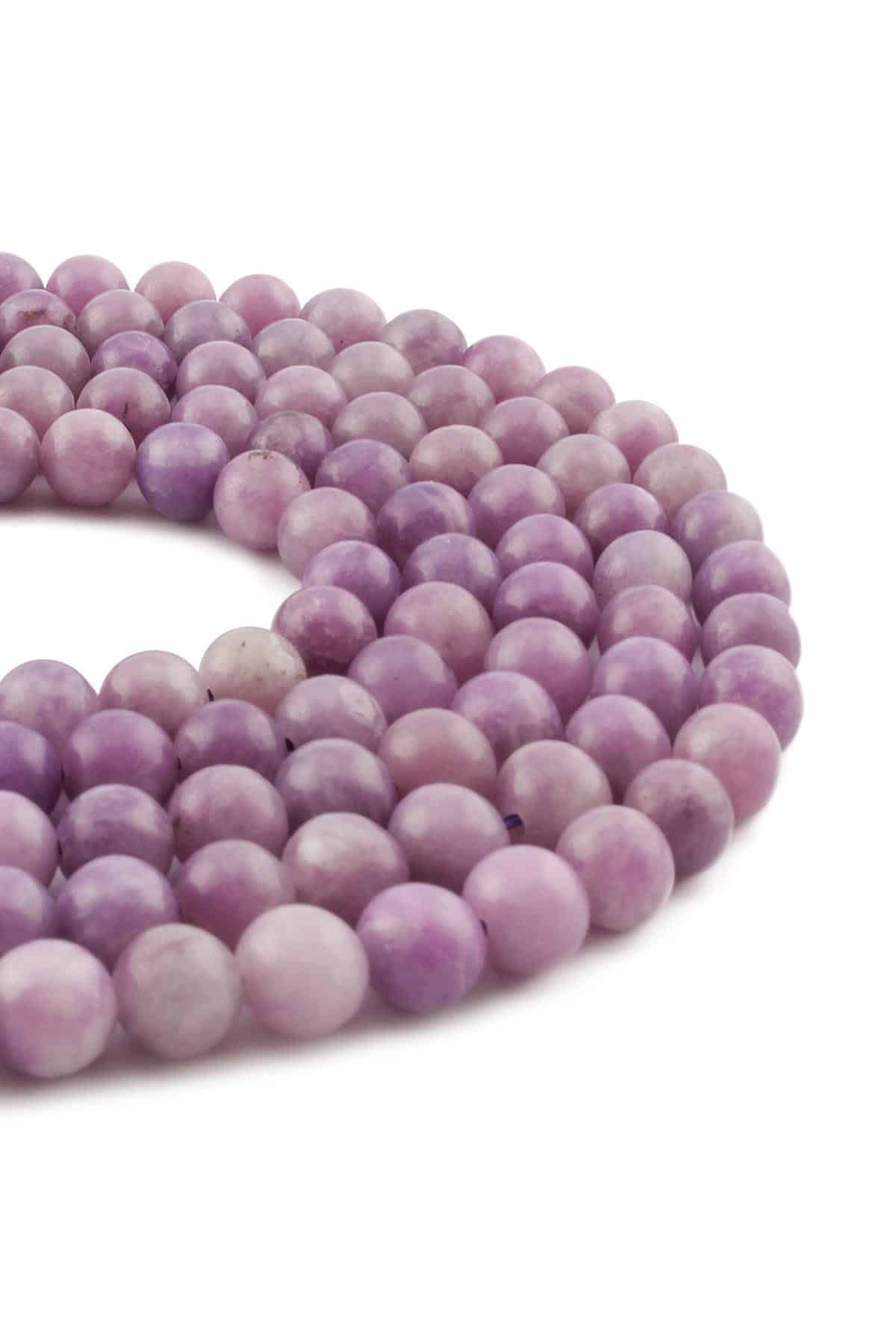 Kunzit Doğal Taş Parlak Küre Kesim 8mm Dizi [AA]