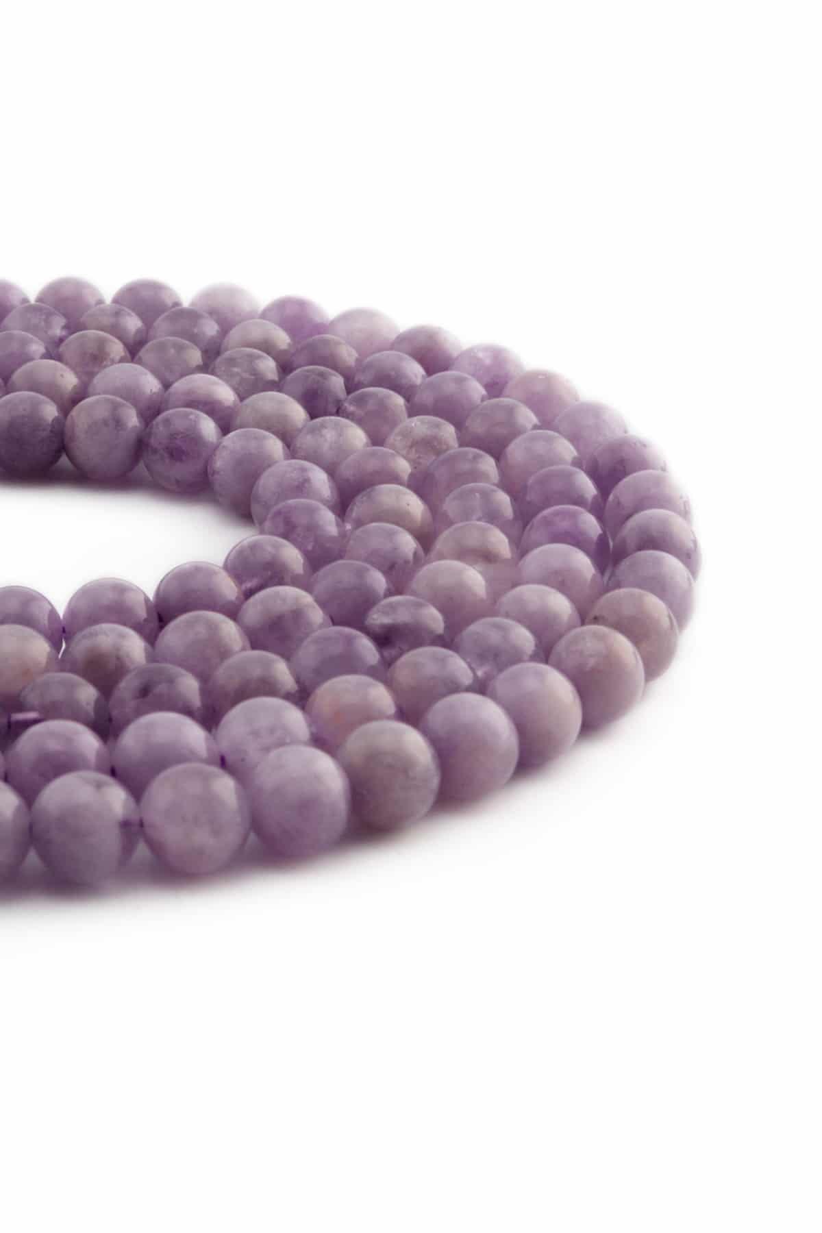 Kunzit Doğal Taş Parlak Küre Kesim 8mm Dizi [AB+]