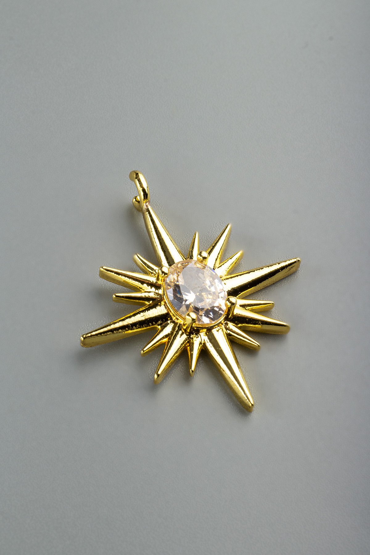 Kuzey Yıldızı Gold Beyaz Zirkon Taşlı Kolye Ucu