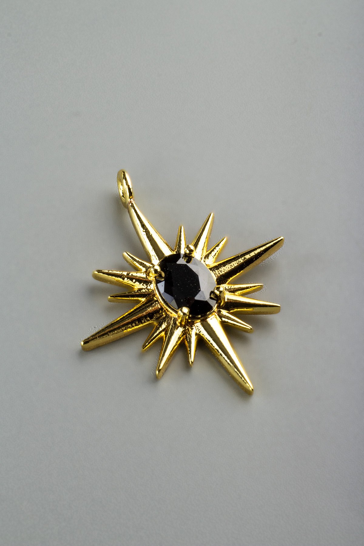 Kuzey Yıldızı Gold Siyah Zirkon Taşlı Kolye Ucu