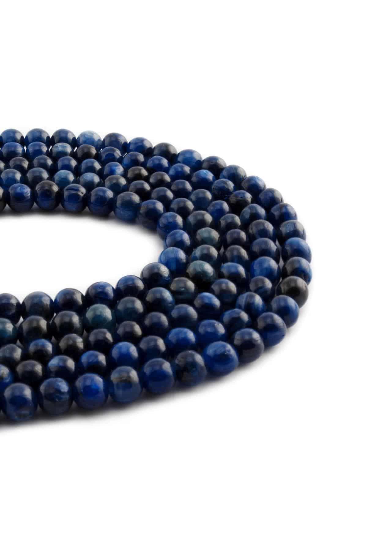 Kyanit Doğal Taş Parlak Küre Kesim 6mm Dizi