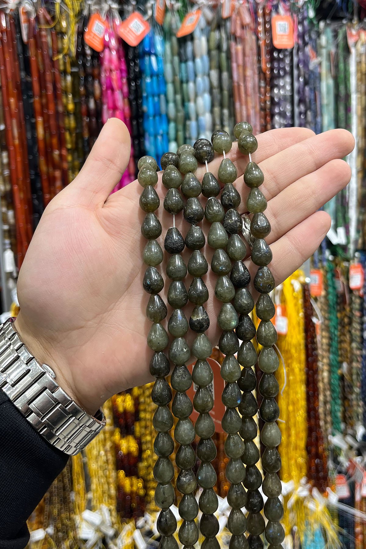 Labradorit Doğal Taş Damla Kesim 10x12mm Dizi