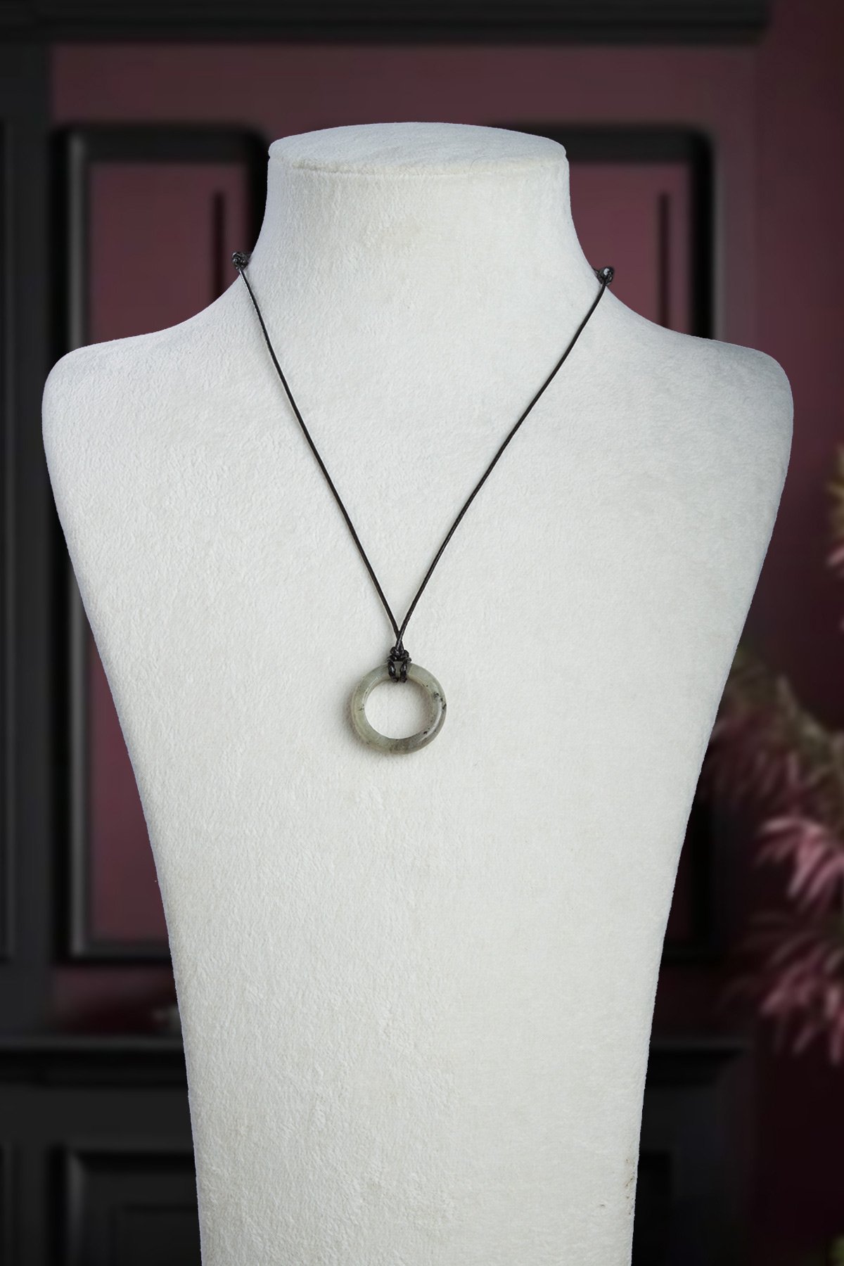 Labradorit Doğal Taş Halka Yüzük Kore İpli Erkek Kolyesi