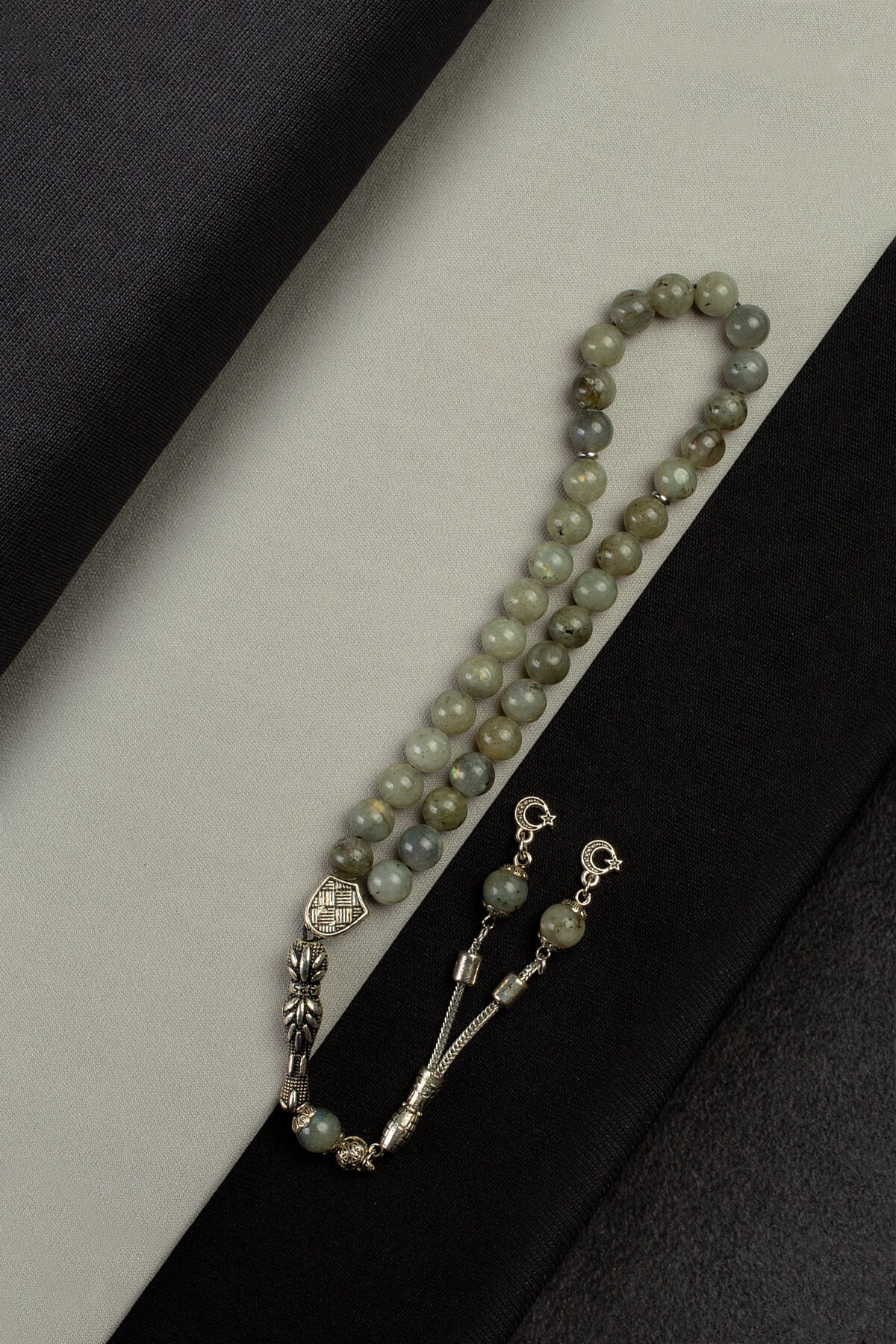 Labradorit Doğal Taş Küre Kesim 33 lü 8mm Tesbih