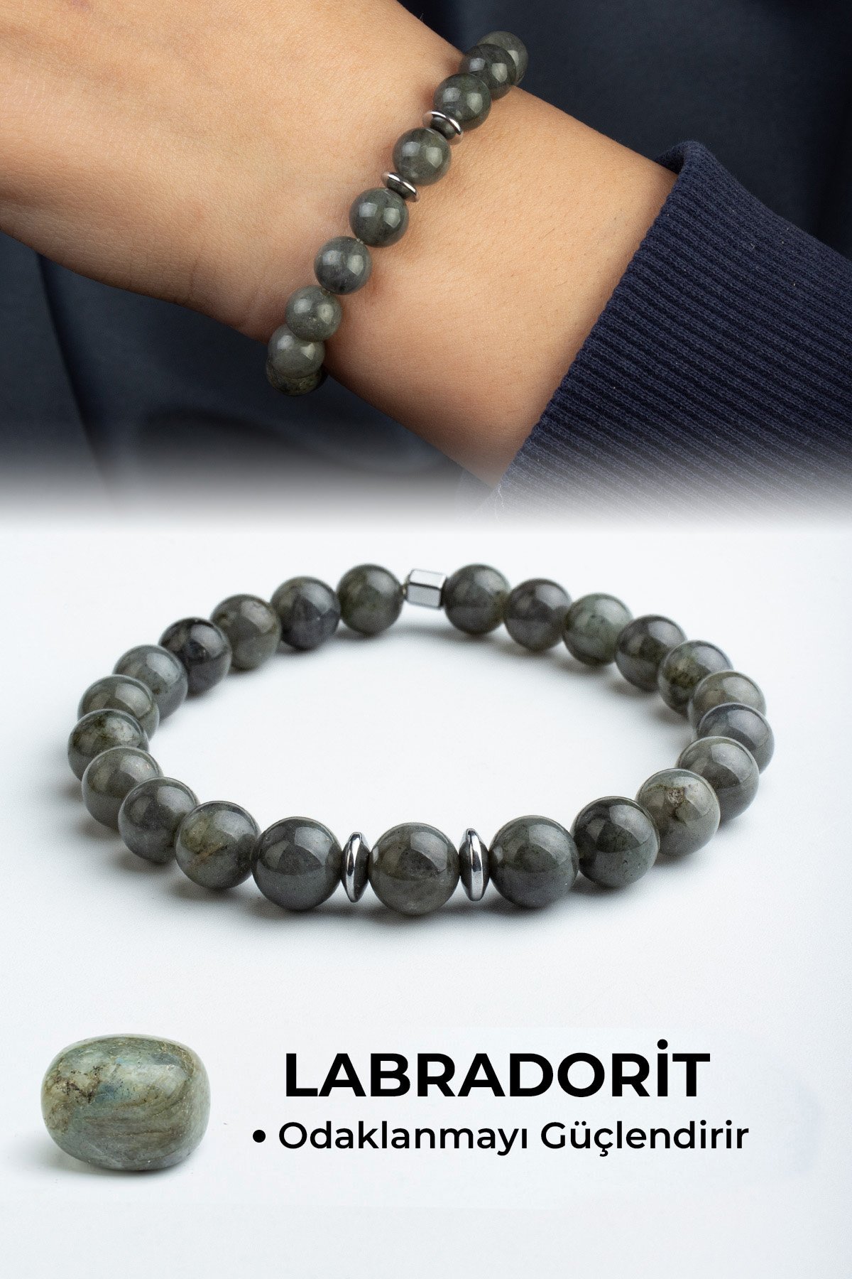 Labradorit Doğal Taş Küre Kesim 8mm Bileklik