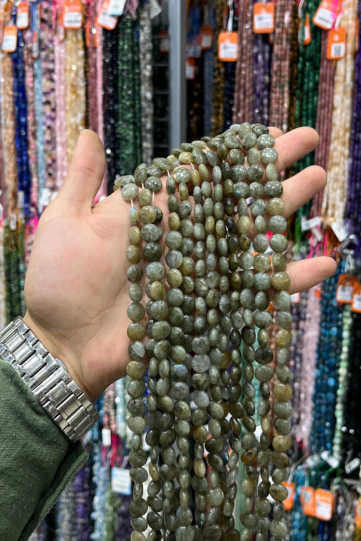 Labradorit Doğal Taş Parlak Daire Kesim 10mm Dizi [AB+]