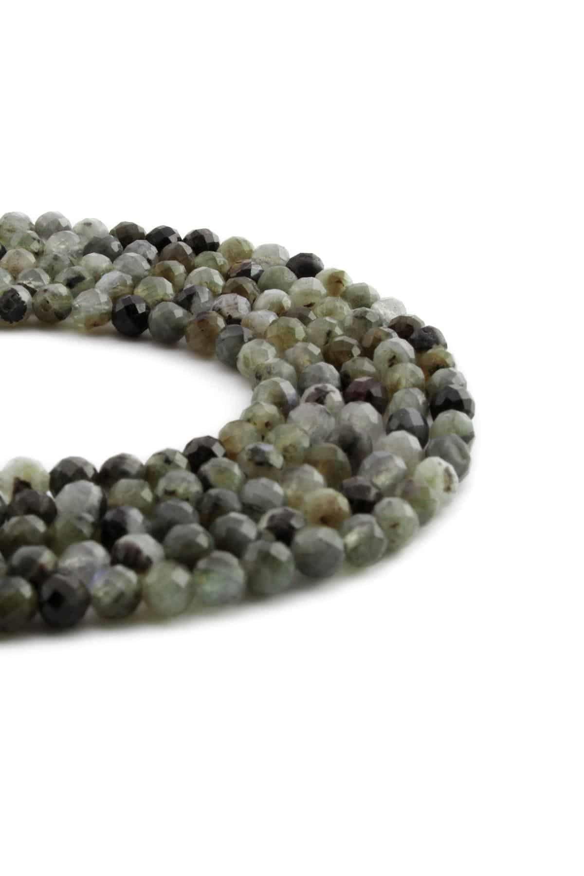 Labradorite Natural Stone Shiny Globe Crystal Cut 5mm String Of Beads