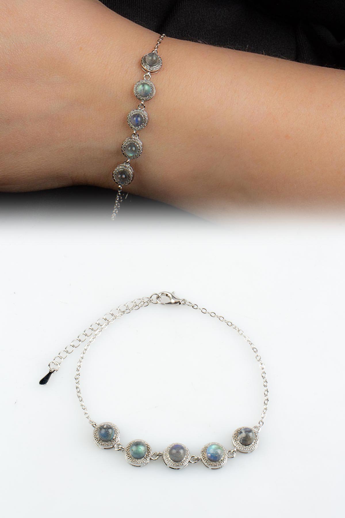 Labradorit Doğal Taş Zincir Bileklik